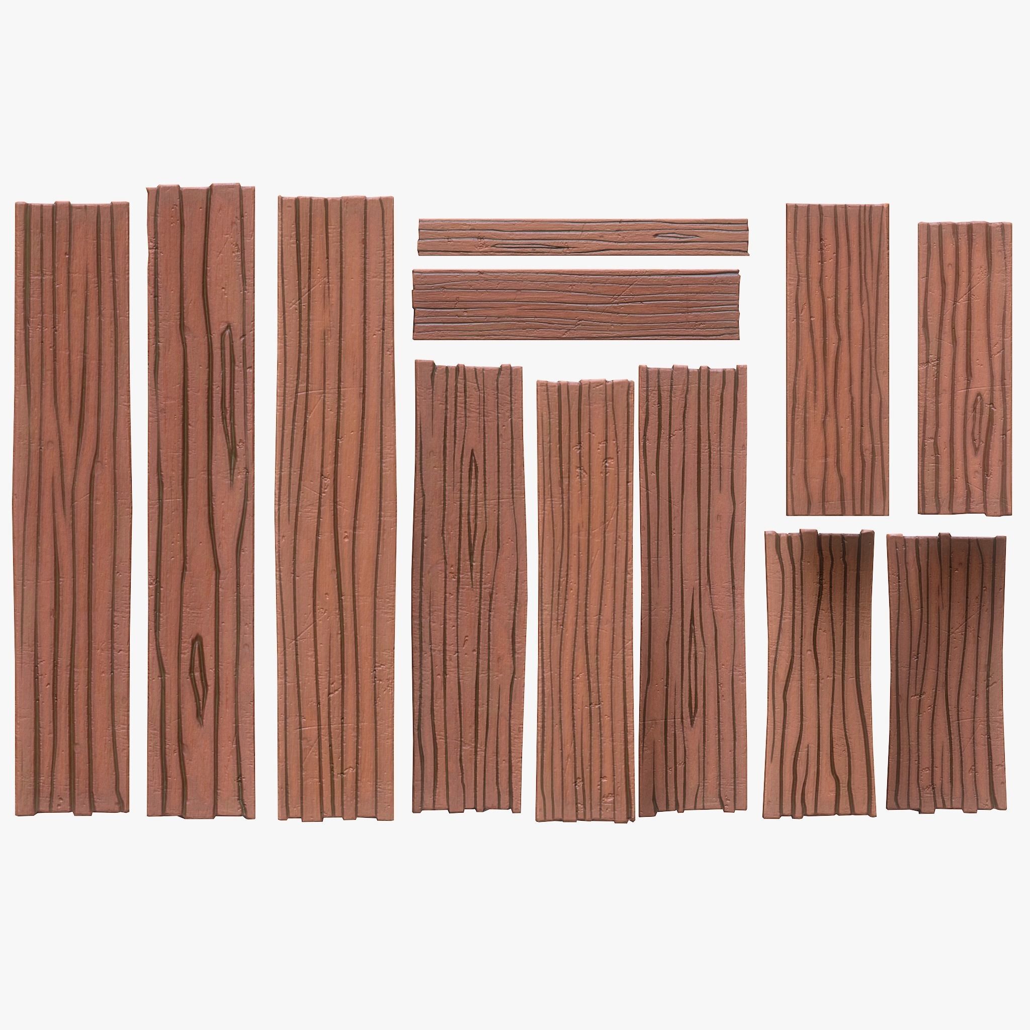 Stylized Wood Plank Low-poly 3D model_3