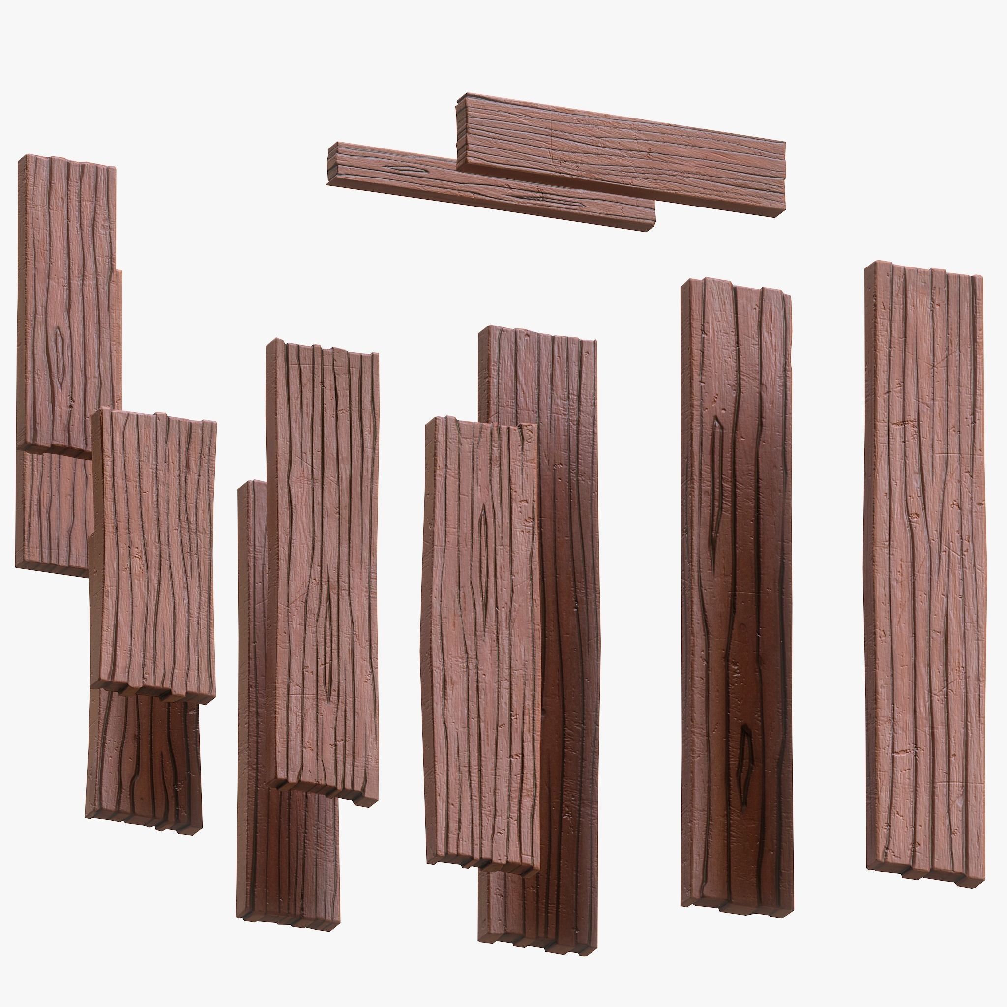 Stylized Wood Plank Low-poly 3D model_1