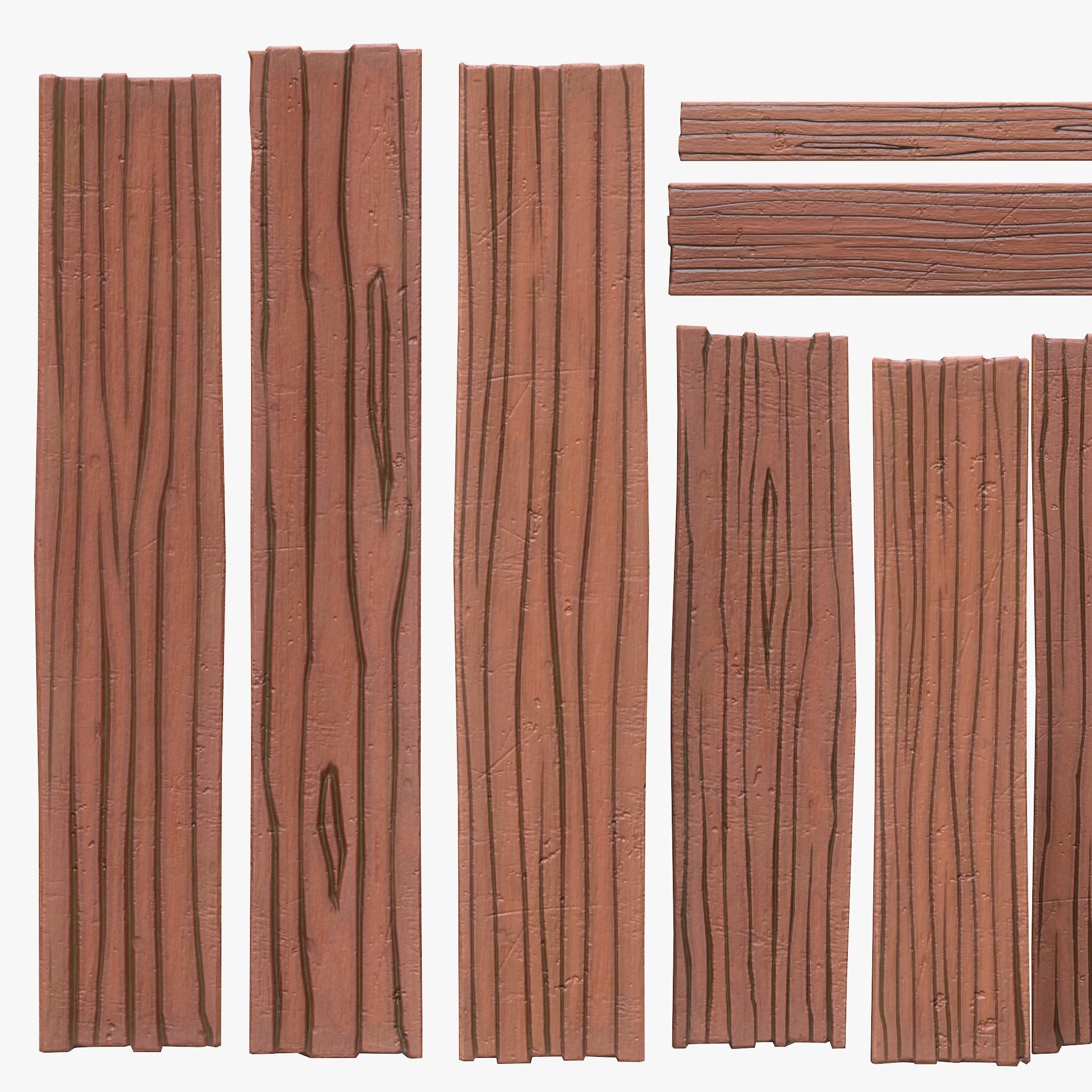 Stylized Wood Plank Low-poly 3D model_5