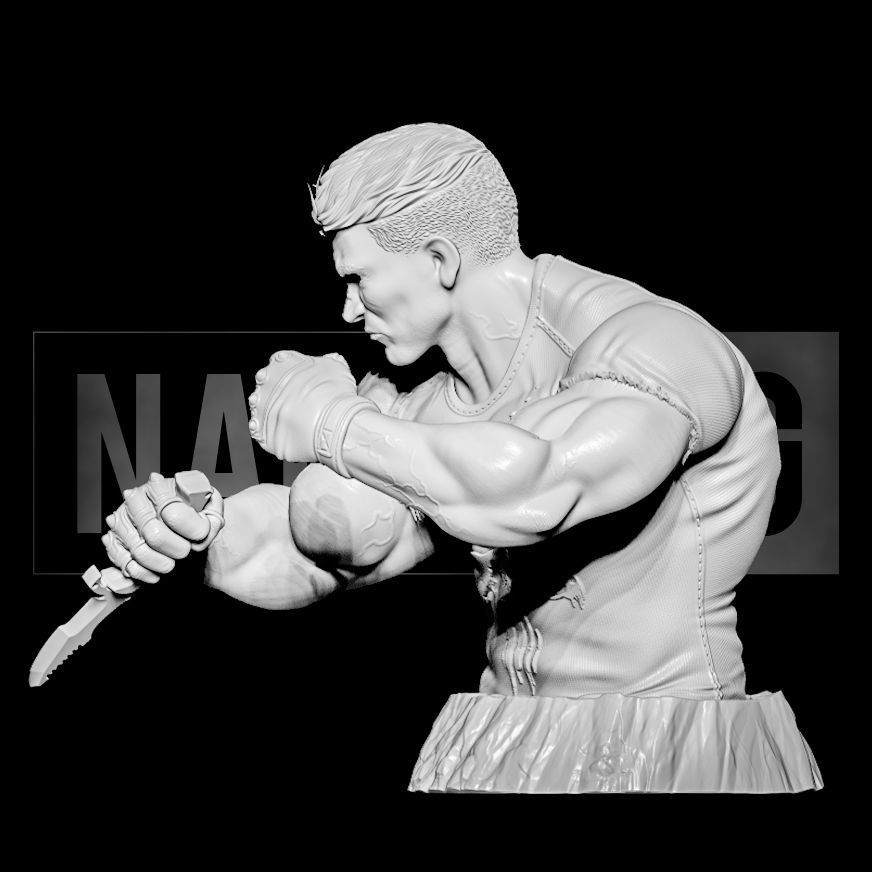 Fan Art Punisher combat pose - Bust 3D print model_2