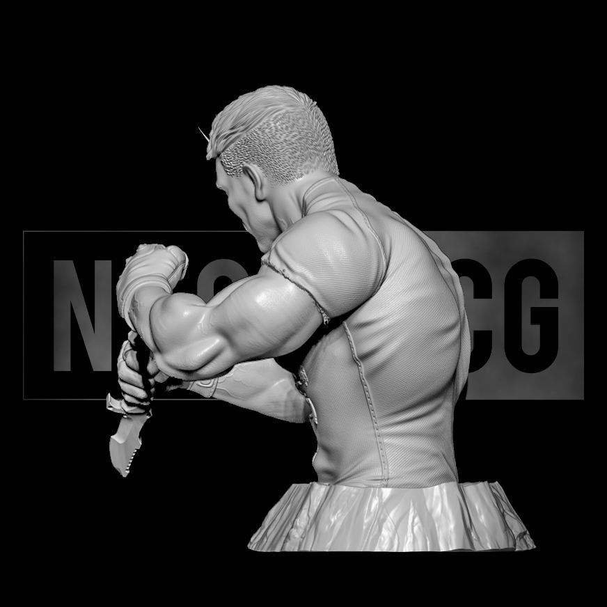 Fan Art Punisher combat pose - Bust 3D print model_3