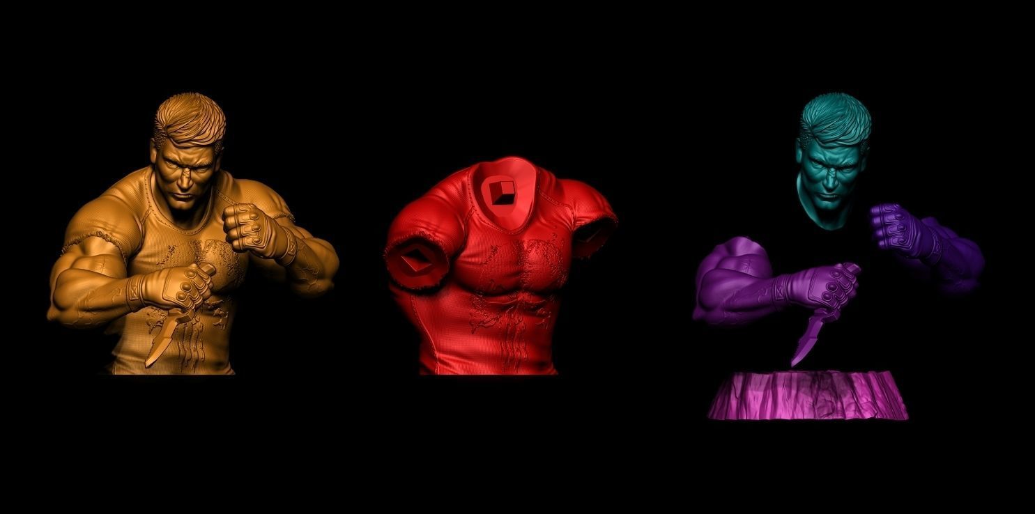 Fan Art Punisher combat pose - Bust 3D print model_5