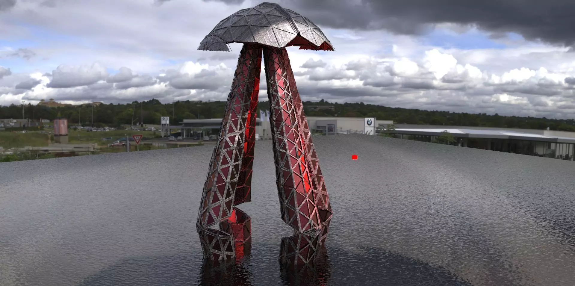 Sci fi Tribal advanced mushroom dish 3D model_0