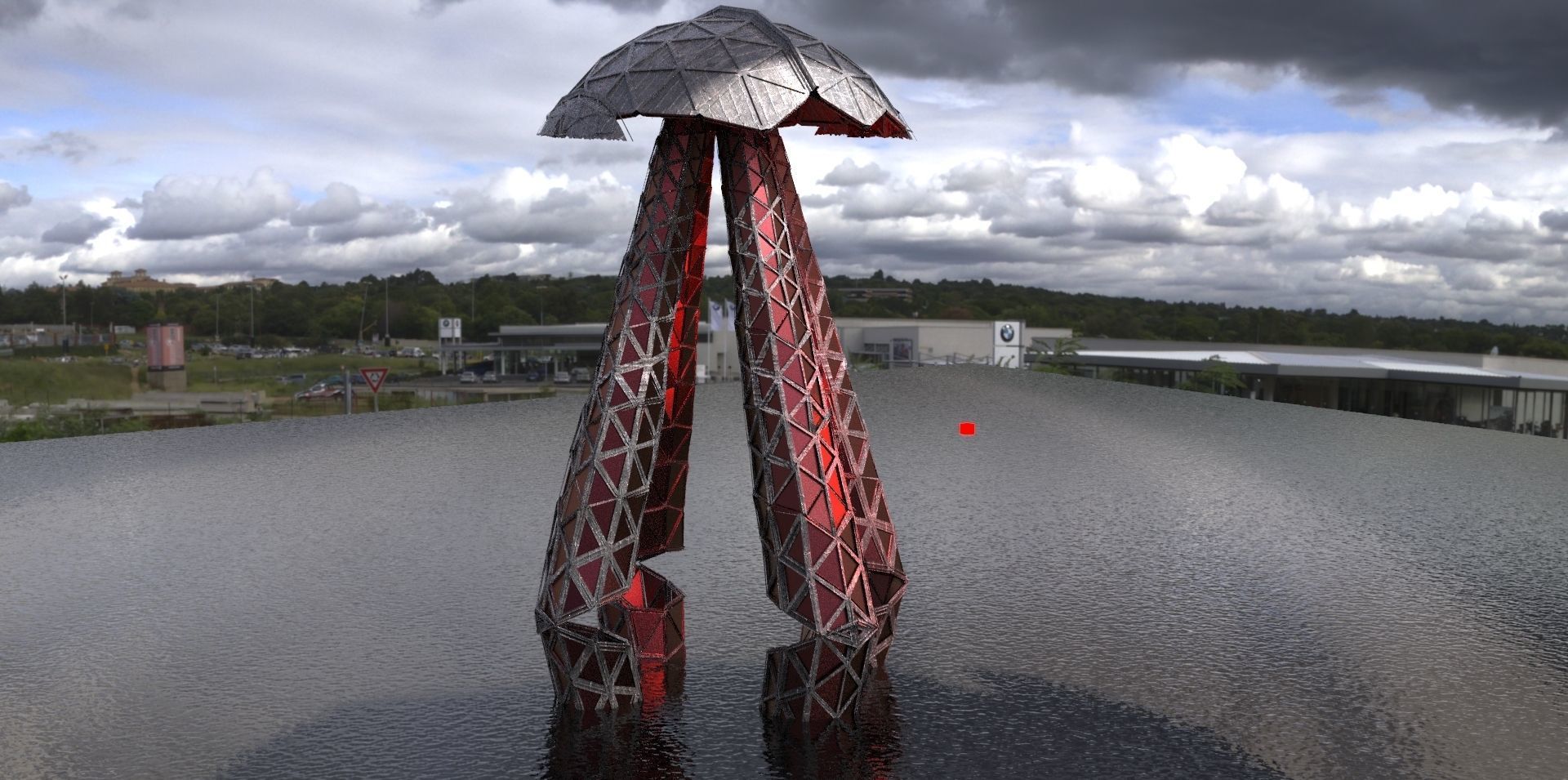 Sci fi Tribal advanced mushroom dish 3D model_1