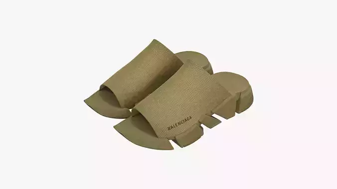 Balenciaga Speed 2 Slide Sandals Brown 3D model