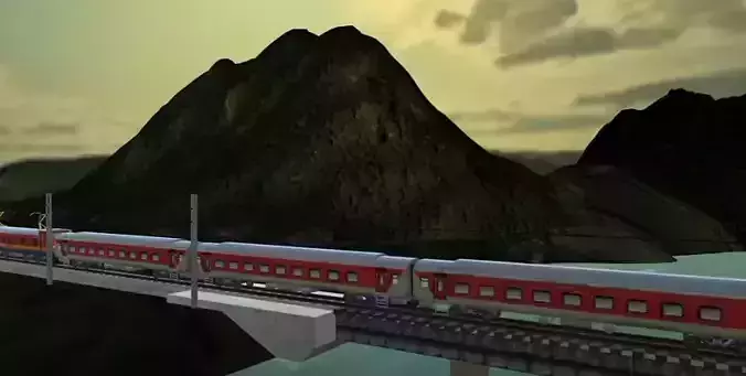 Indian train Coach 3D Model Low-poly 3D model