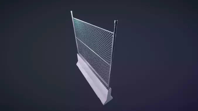 Jersey Concrete Barrier with fence Low-poly 3D model
