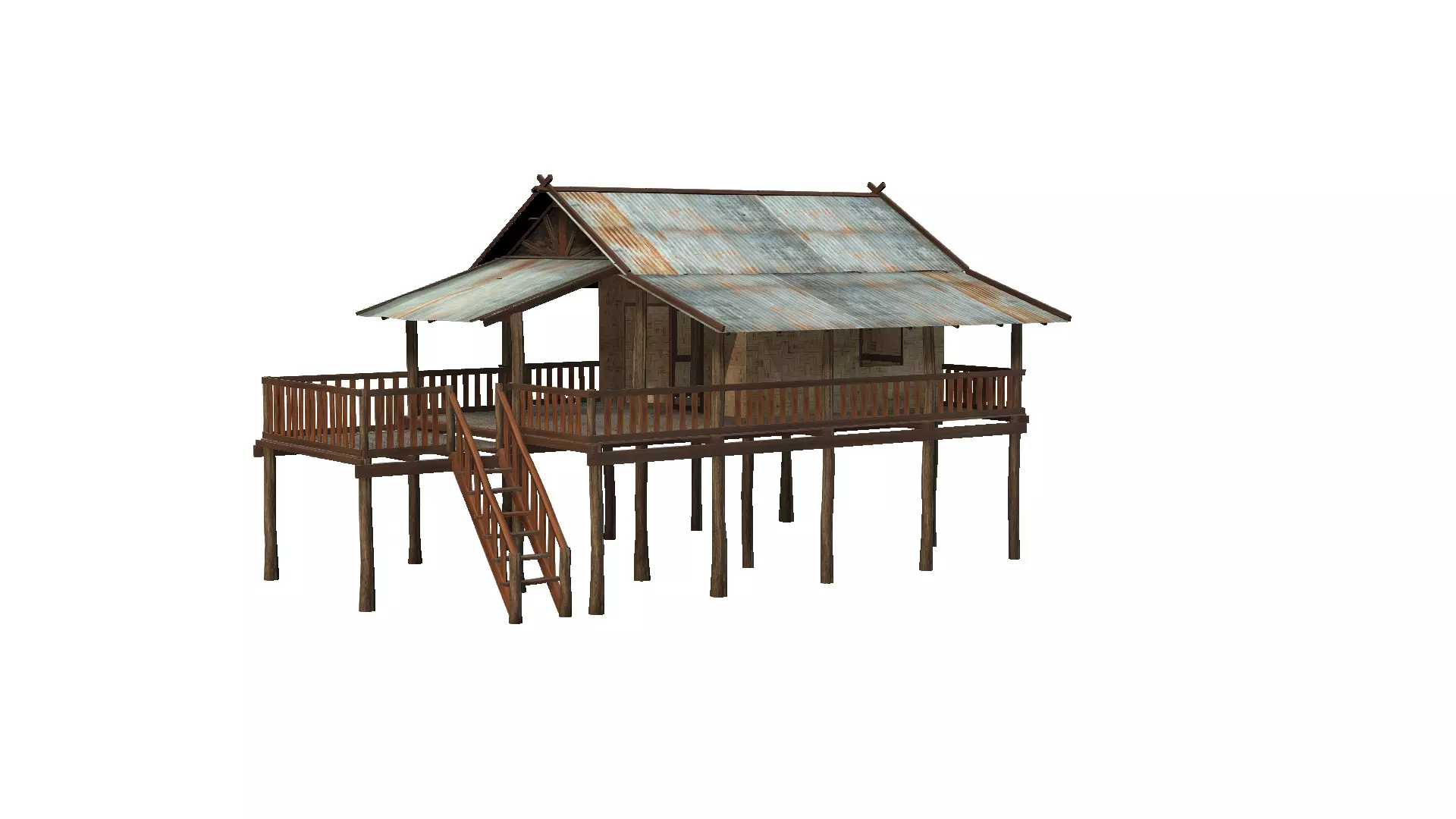 Hmong Old house two floors  3D model_0
