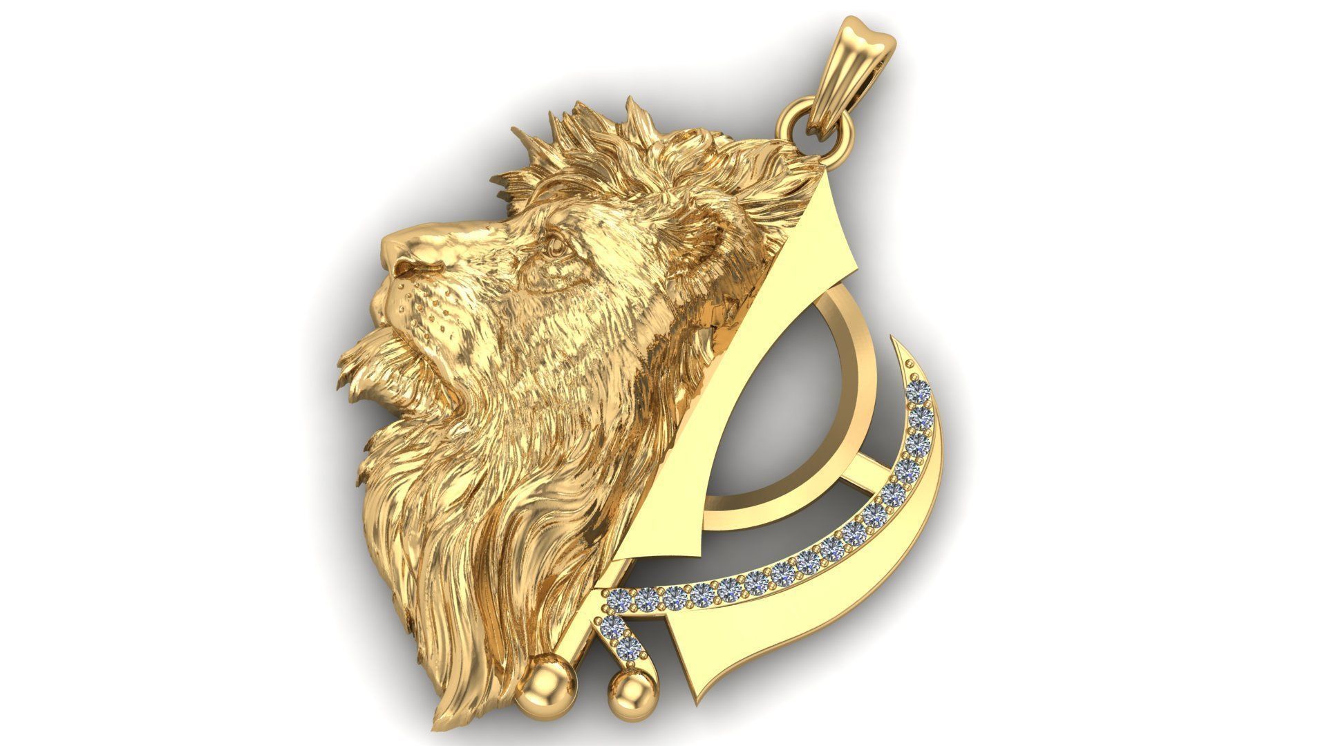 Khanda Lion Pendant 3D print model_2