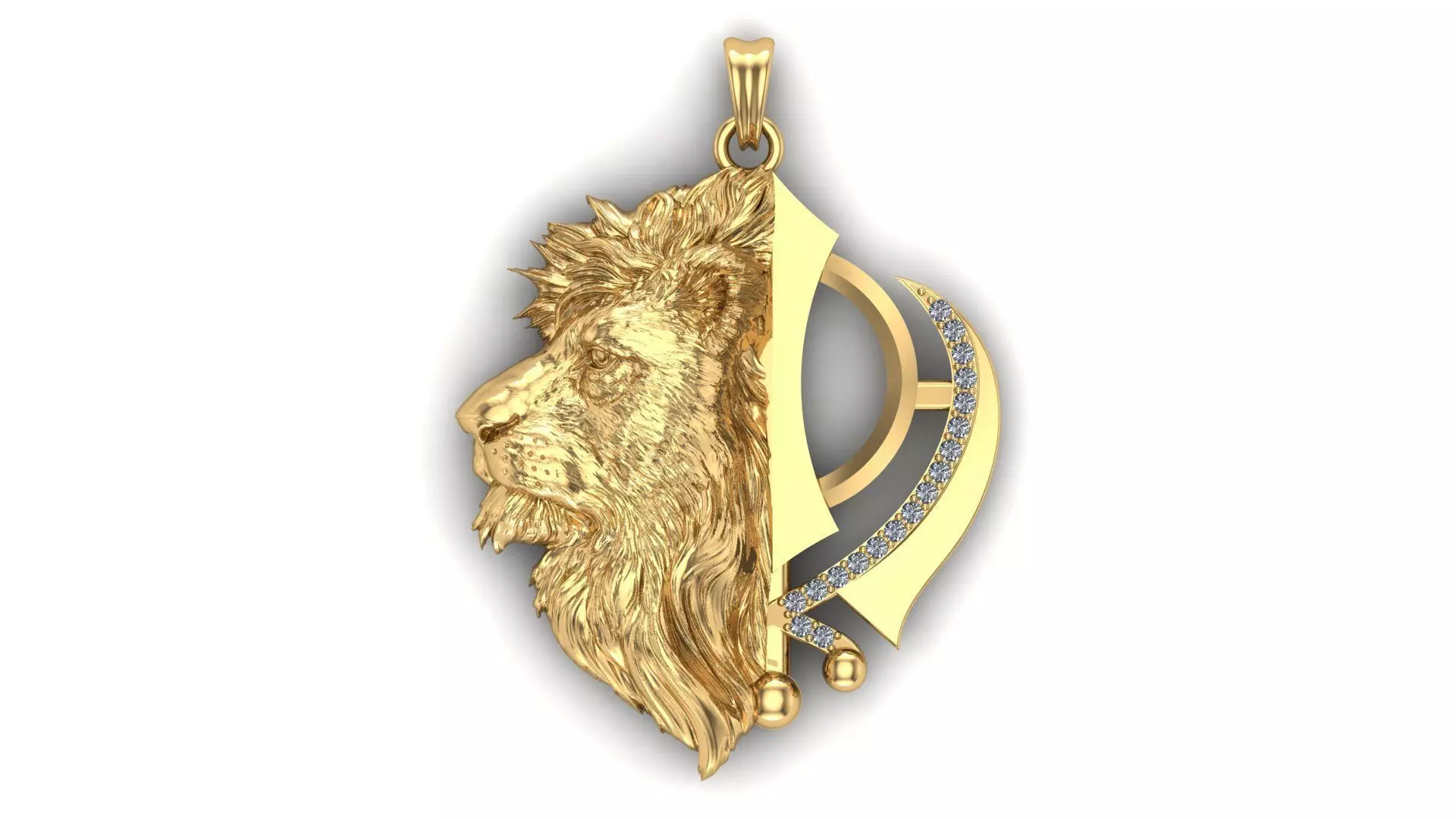 Khanda Lion Pendant 3D print model_0