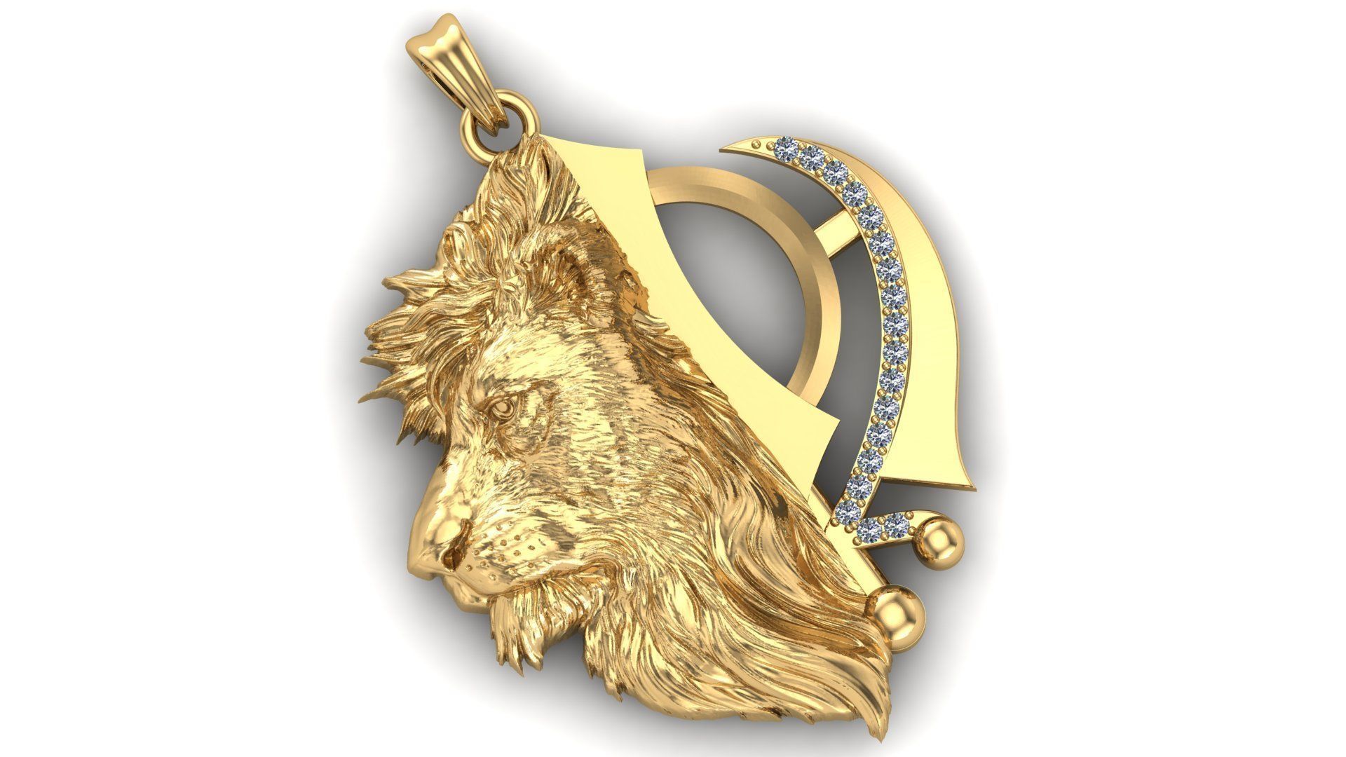 Khanda Lion Pendant 3D print model_1