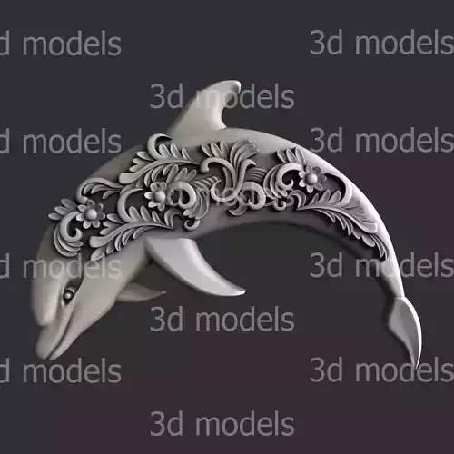 3d STL models for CNC or 3d printer dolphin decor P461