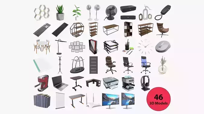 Office equipment furniture accessories collection