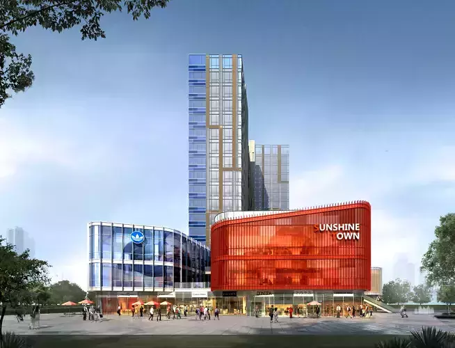 3Dmax fashion city commercial square building 03