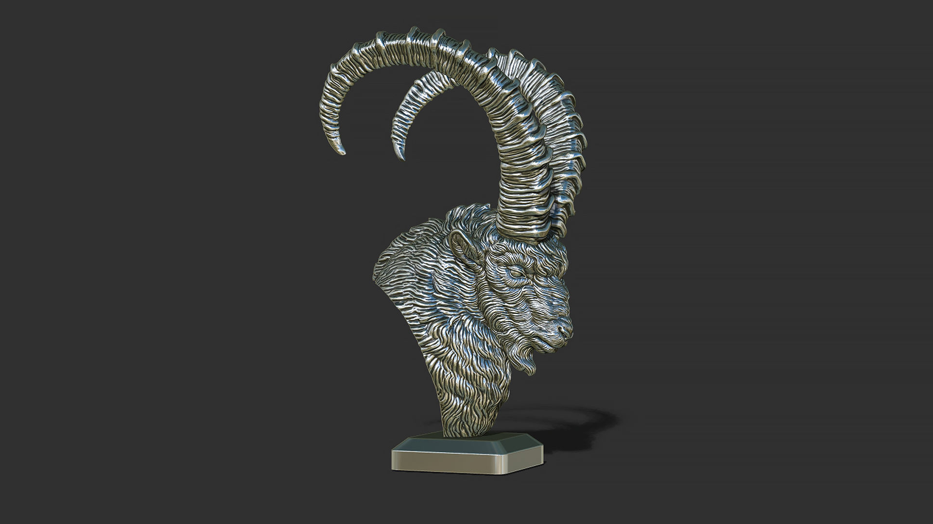 Nubian Ibex bust 3D print model_15