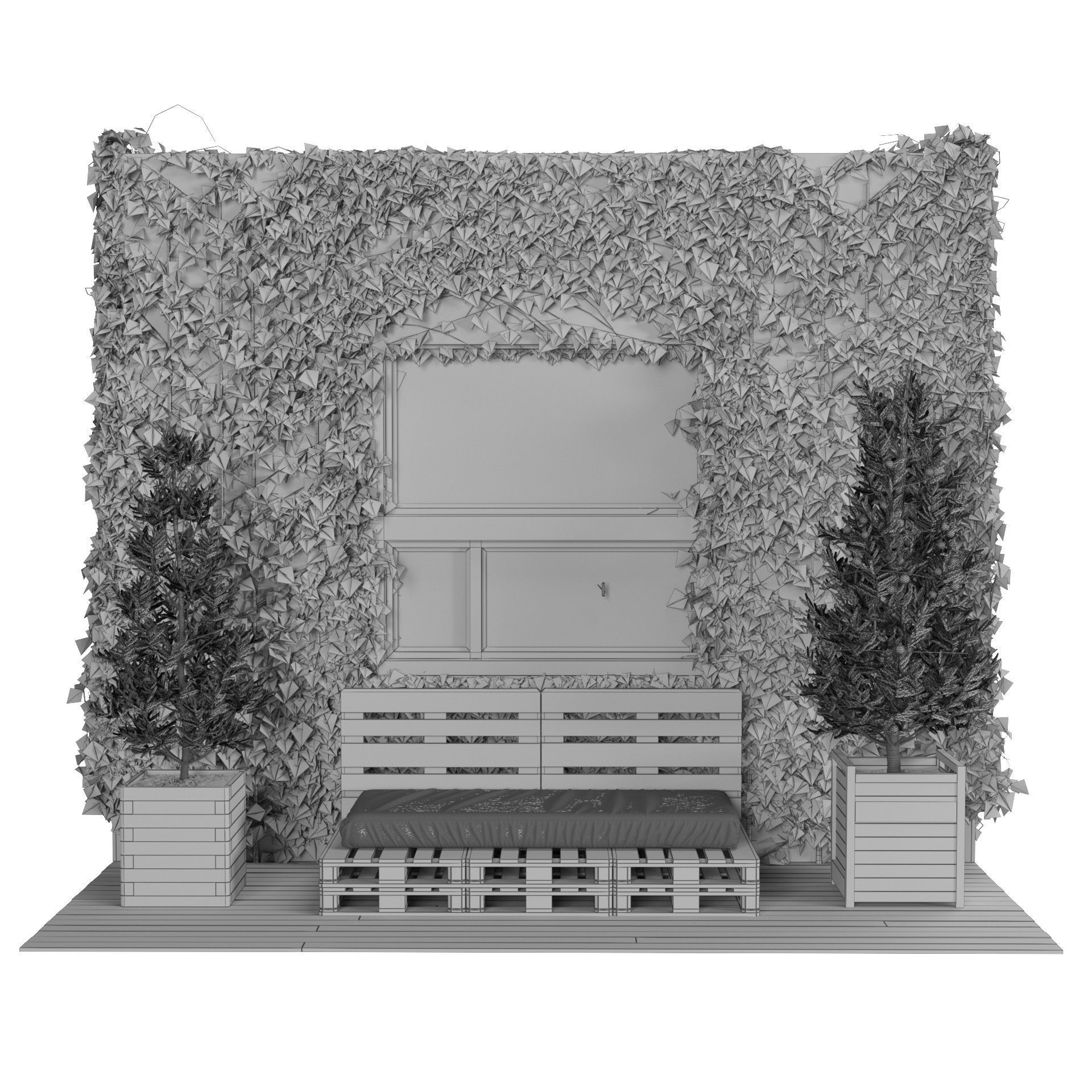 Balcony with ivy covered wall 3d model Low-poly 3D model_7