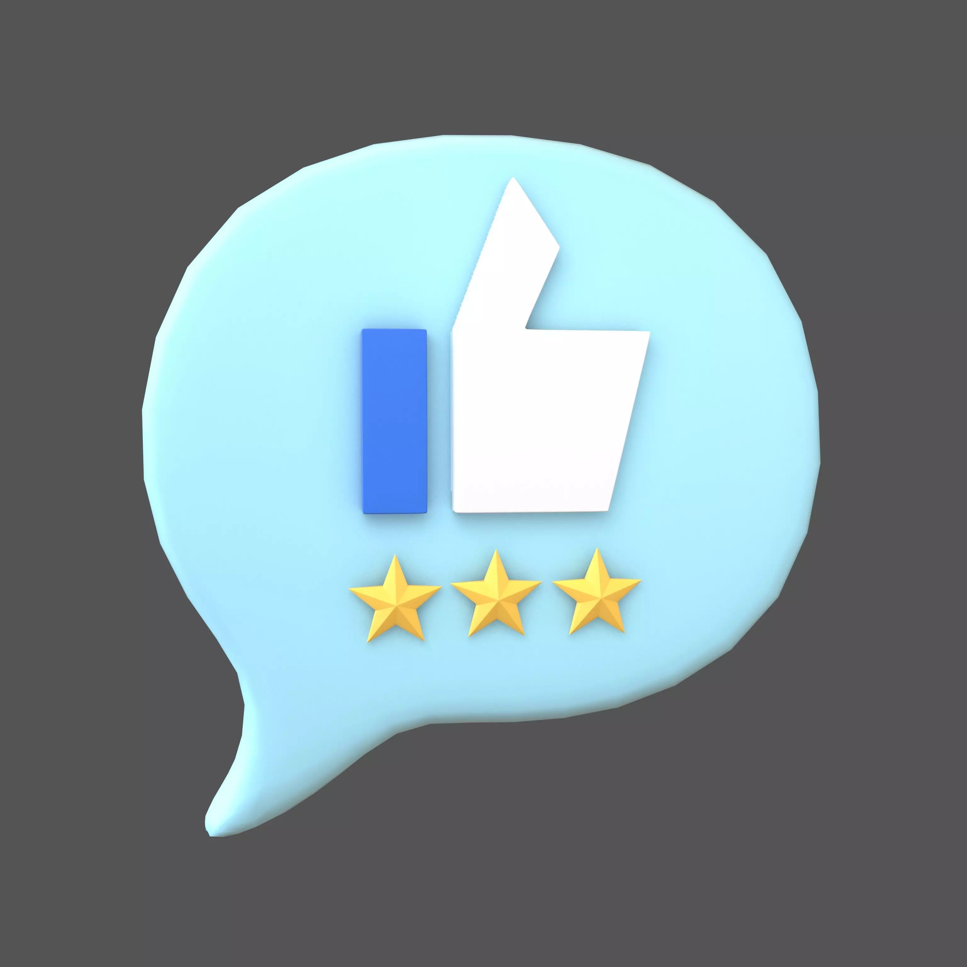 Rating Three Star Bubble Icon V1 003 Low-poly 3D model_0