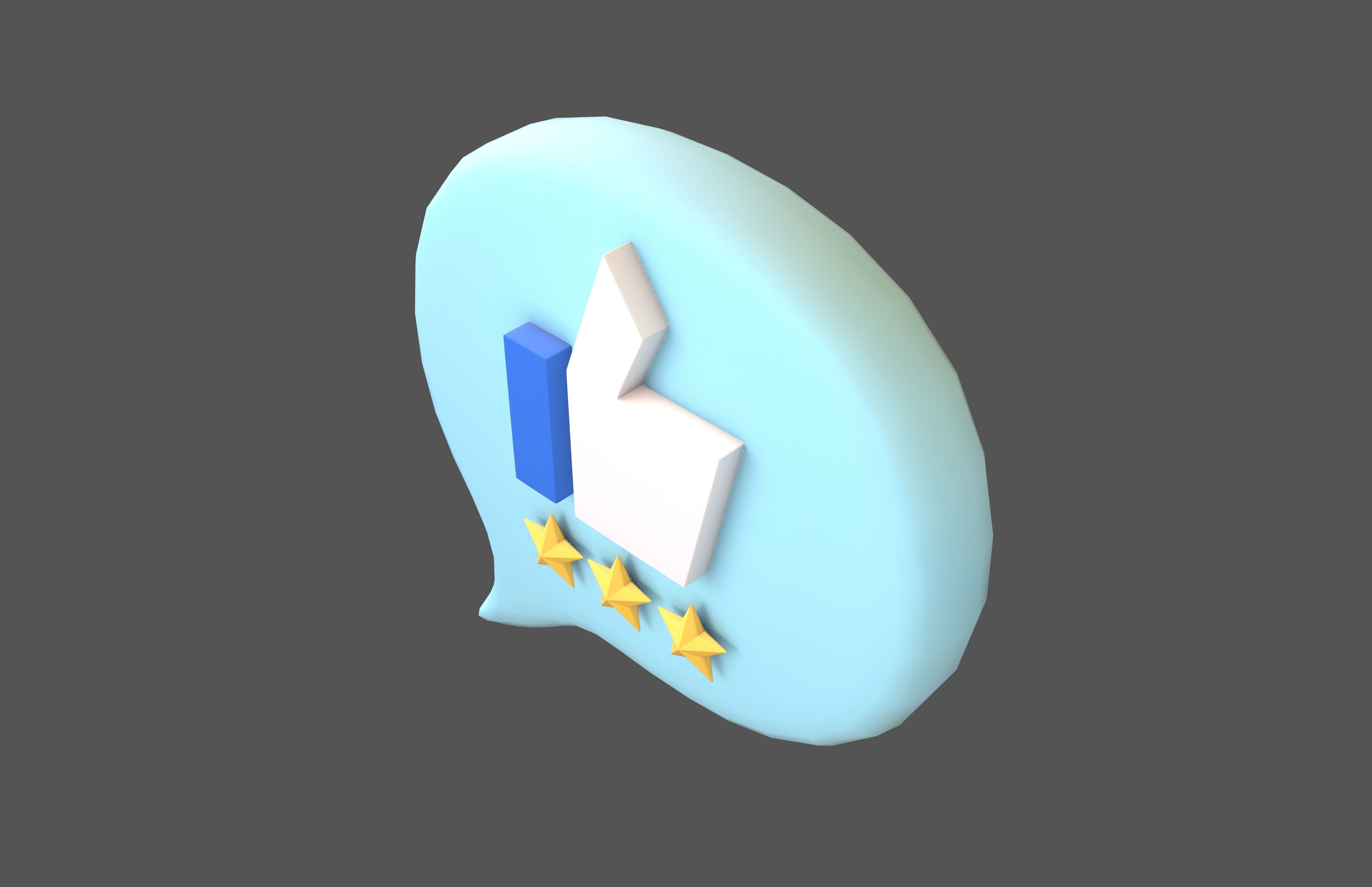 Rating Three Star Bubble Icon V1 003 Low-poly 3D model_3
