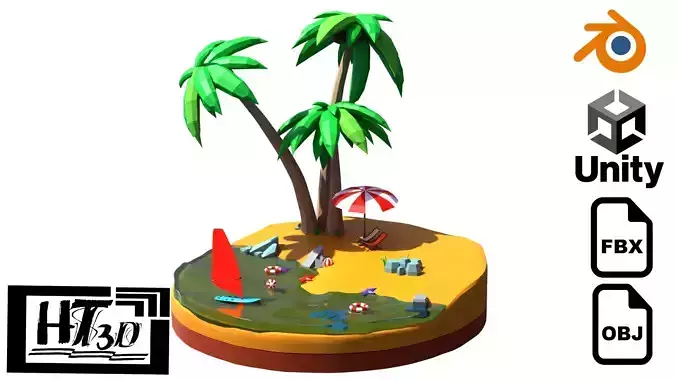 Low poly beach HT1