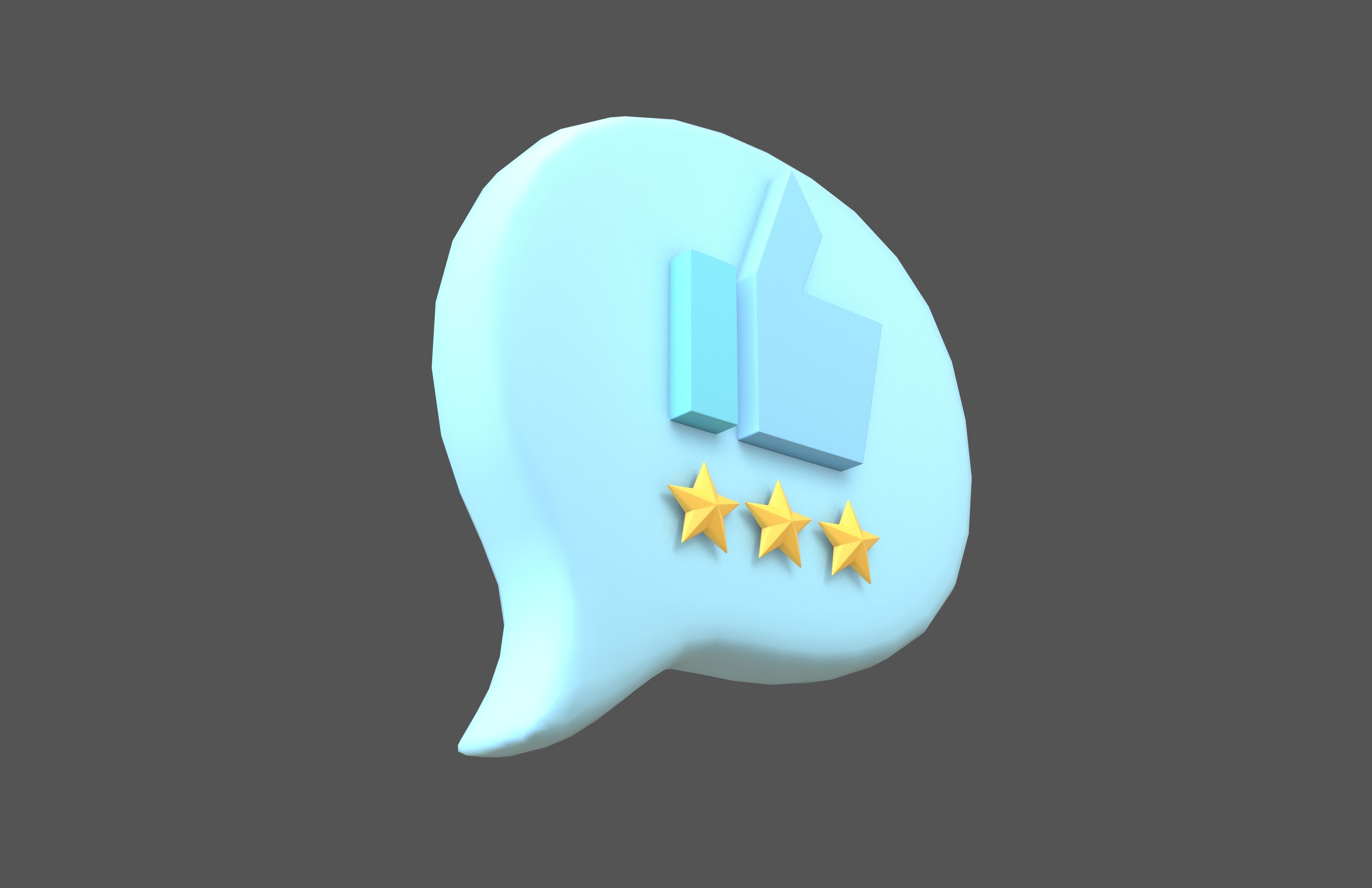 Rating Three Star Bubble Icon V1 004 Low-poly 3D model_2