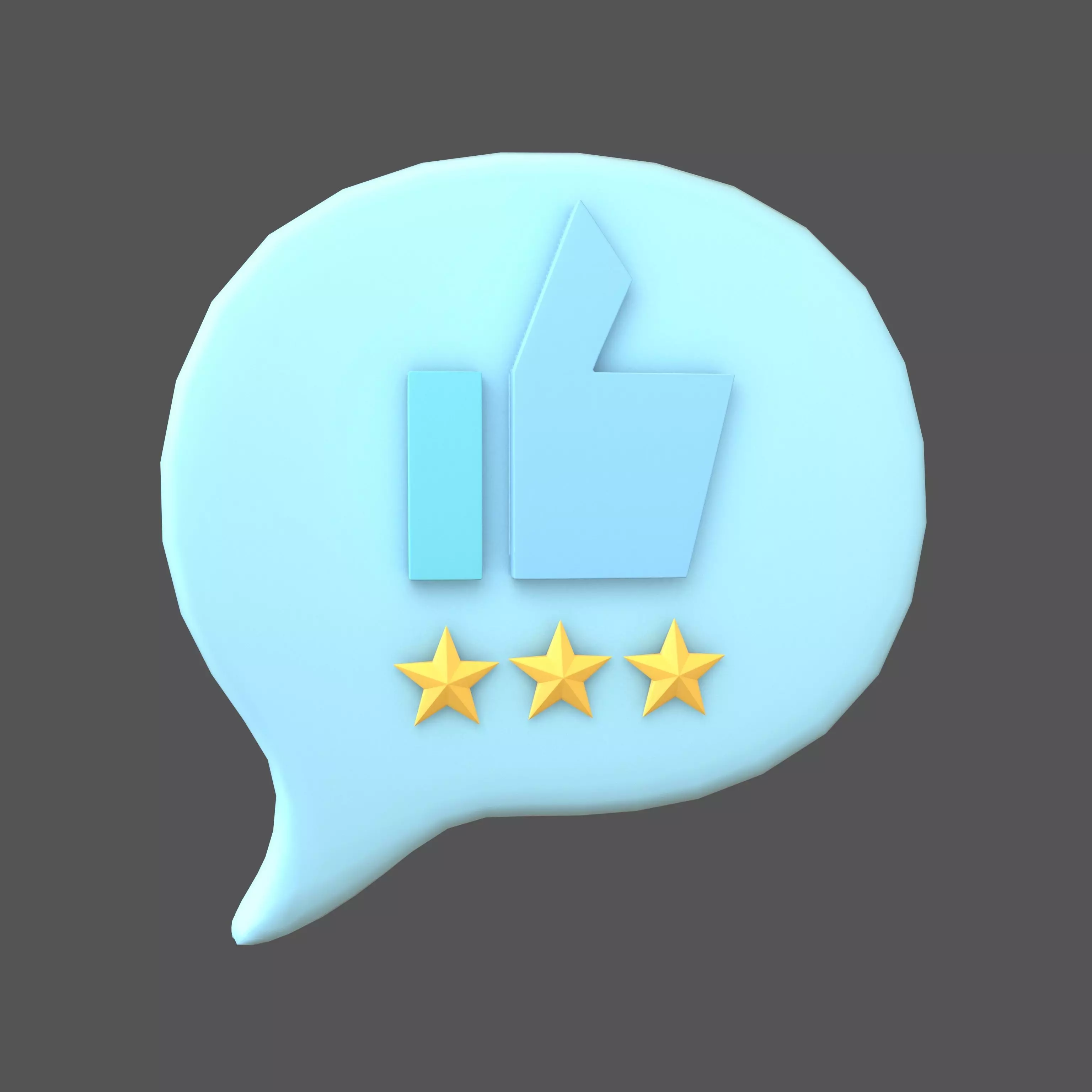 Rating Three Star Bubble Icon V1 004 Low-poly 3D model_0
