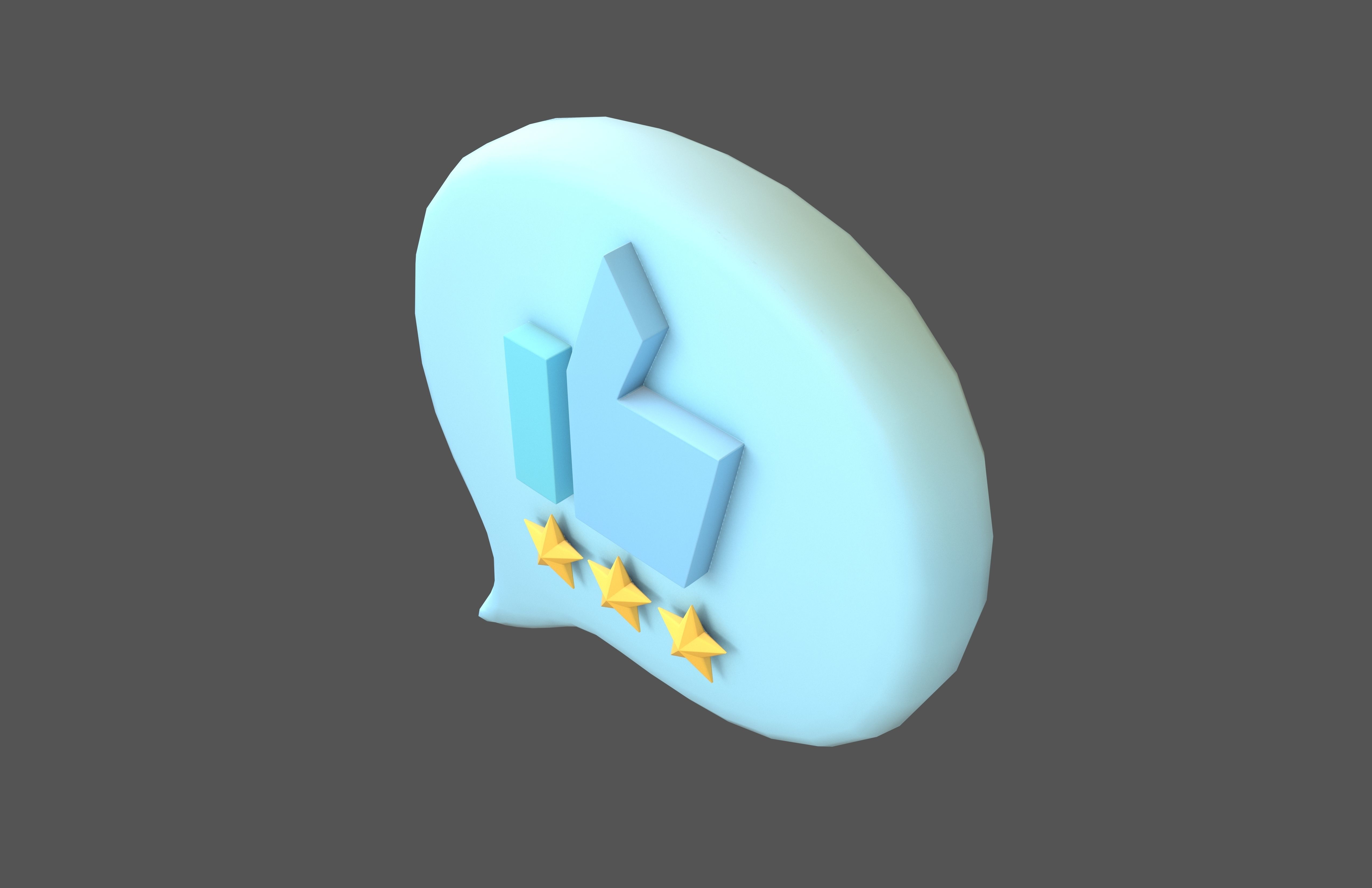 Rating Three Star Bubble Icon V1 004 Low-poly 3D model_3