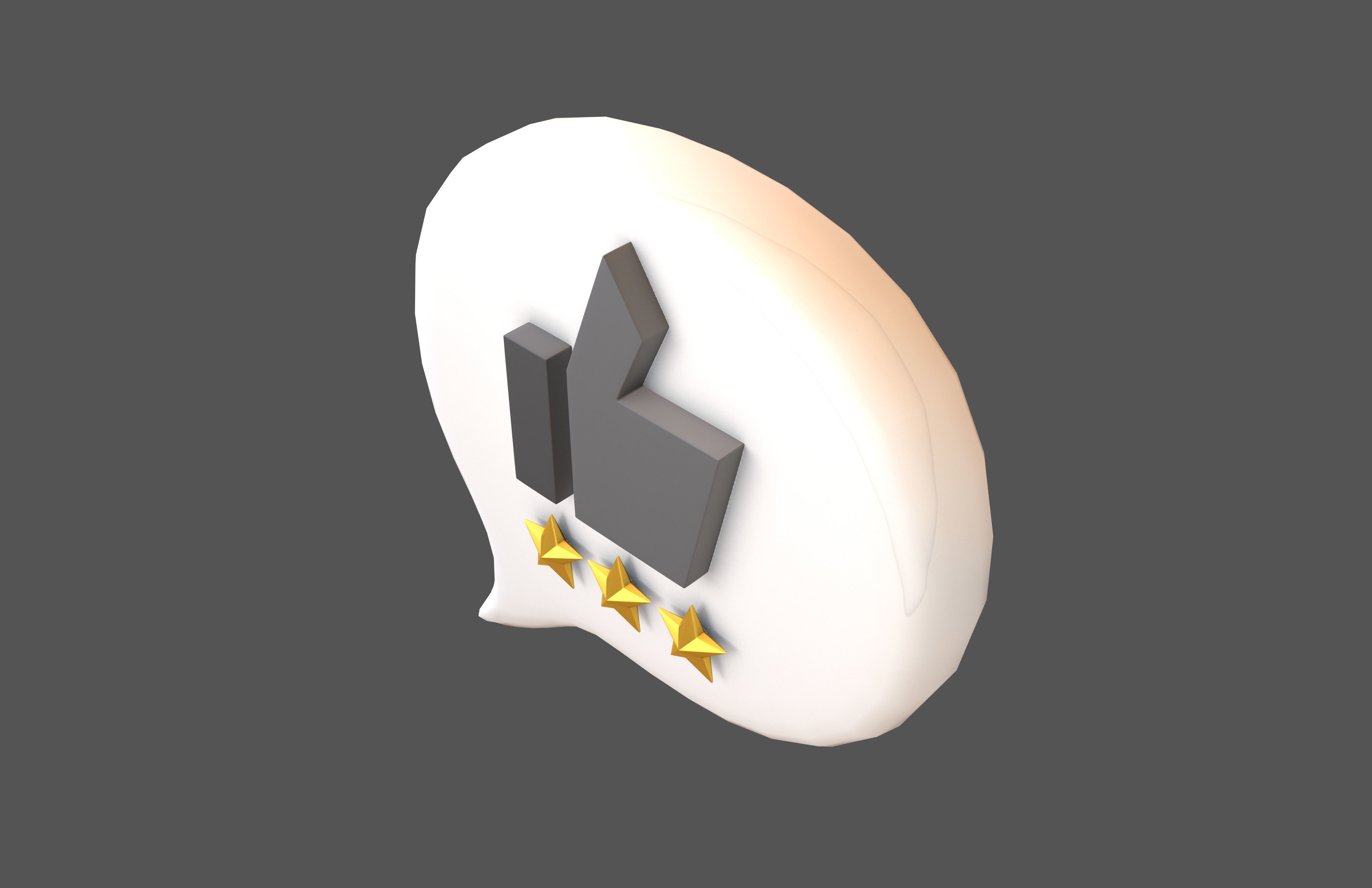 Rating Three Star Bubble Icon V1 006 Low-poly 3D model_2