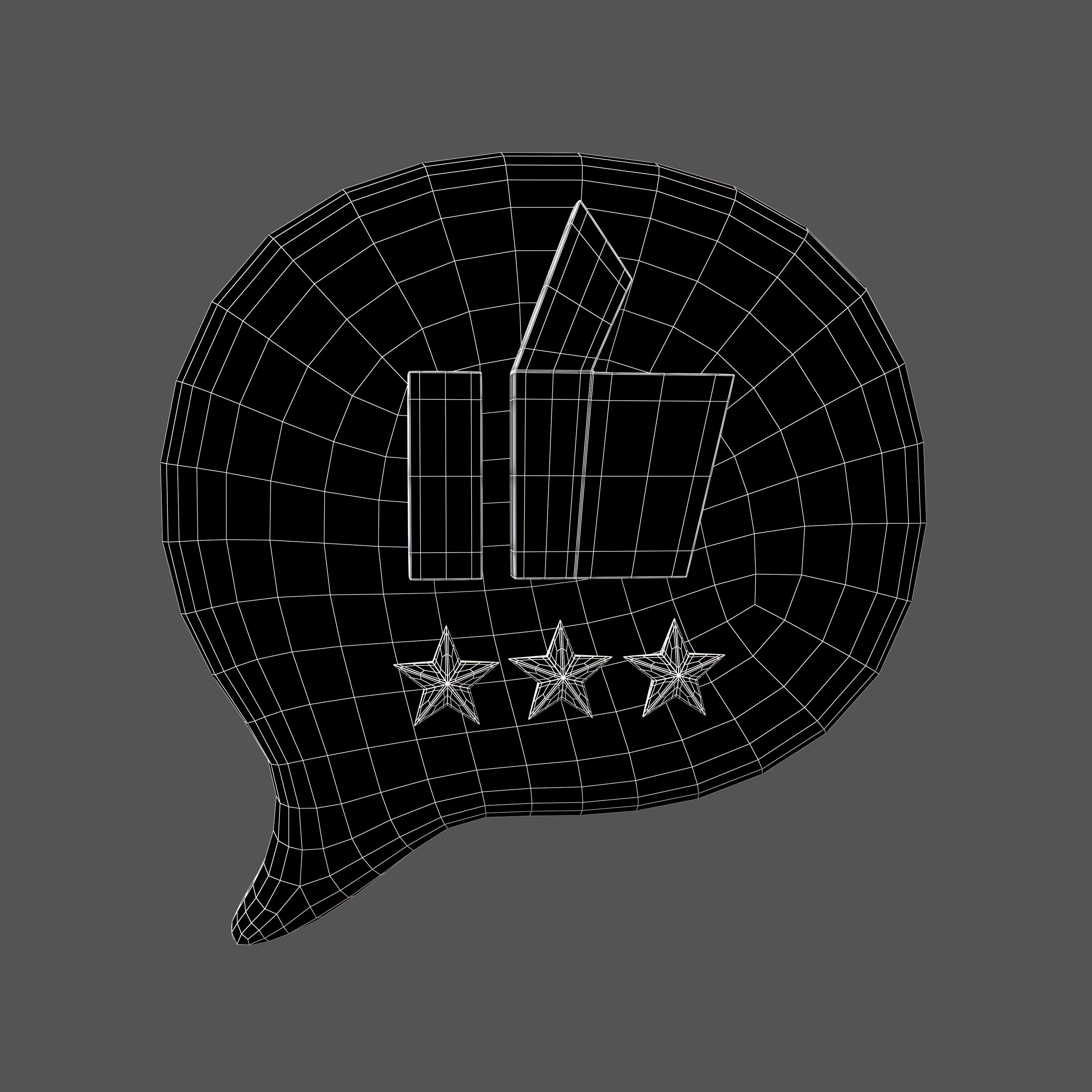 Rating Three Star Bubble Icon V1 006 Low-poly 3D model_5