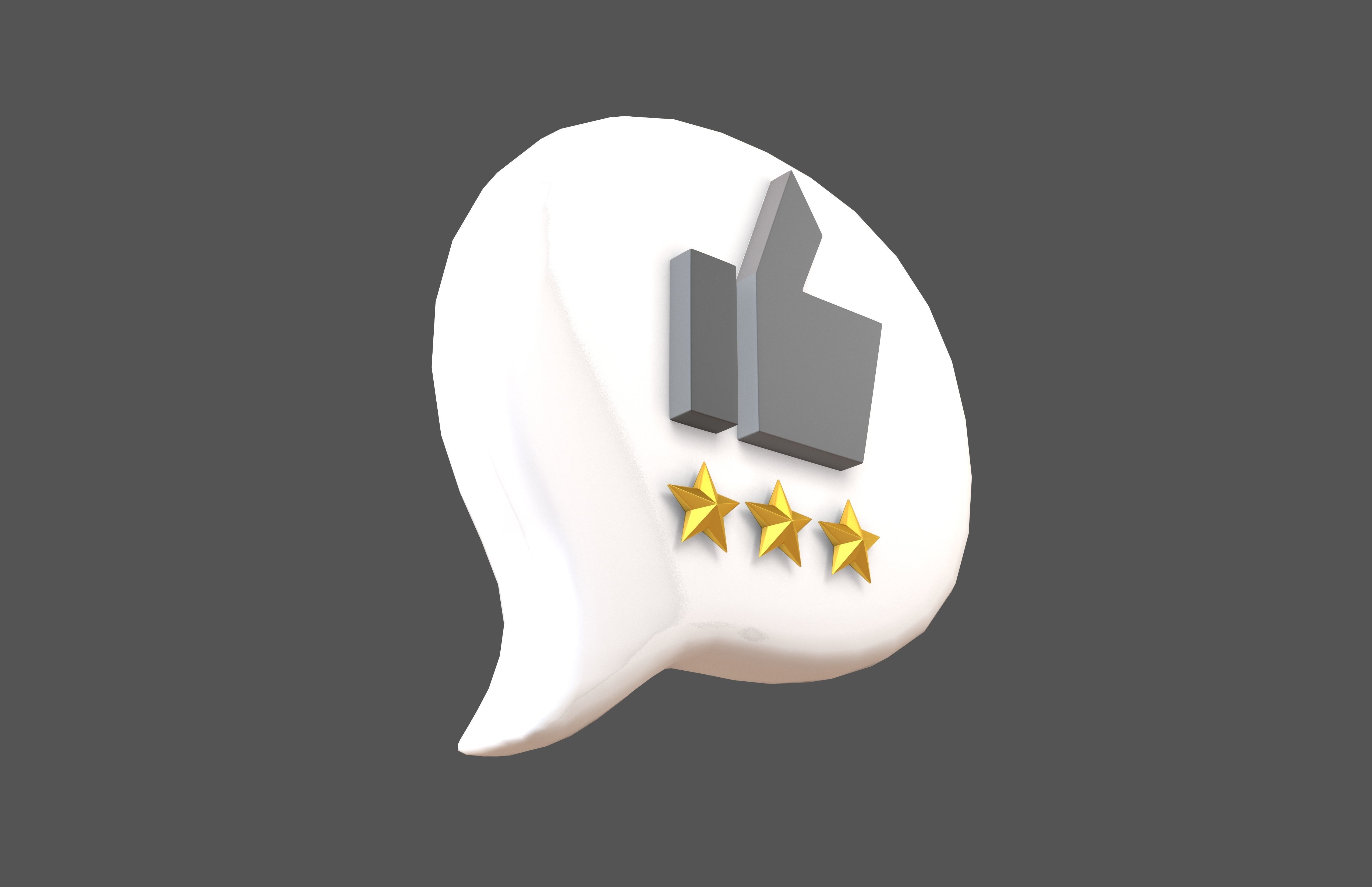 Rating Three Star Bubble Icon V1 006 Low-poly 3D model_3
