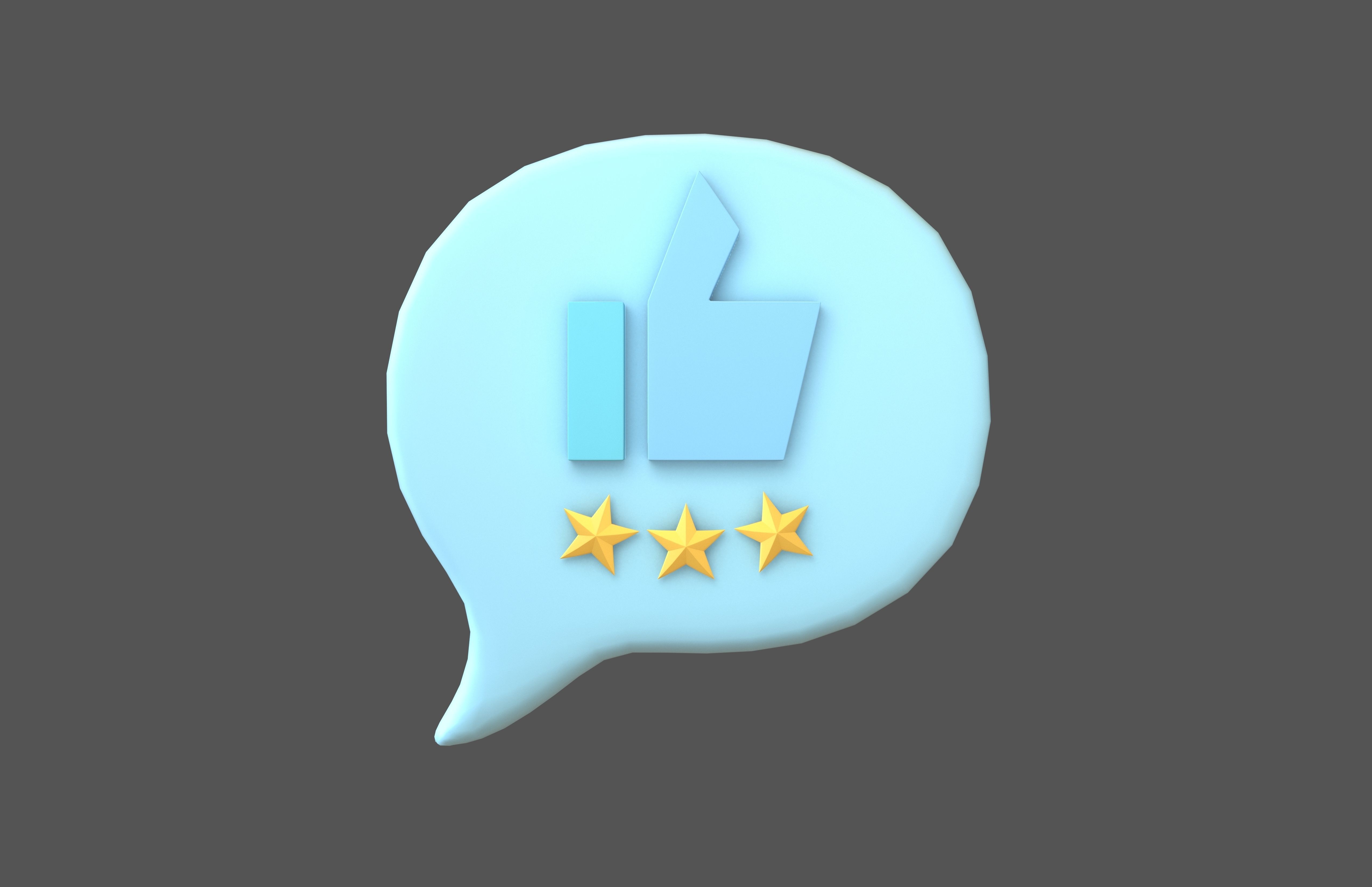 Rating Three Star Bubble Icon V2 004 Low-poly 3D model_2