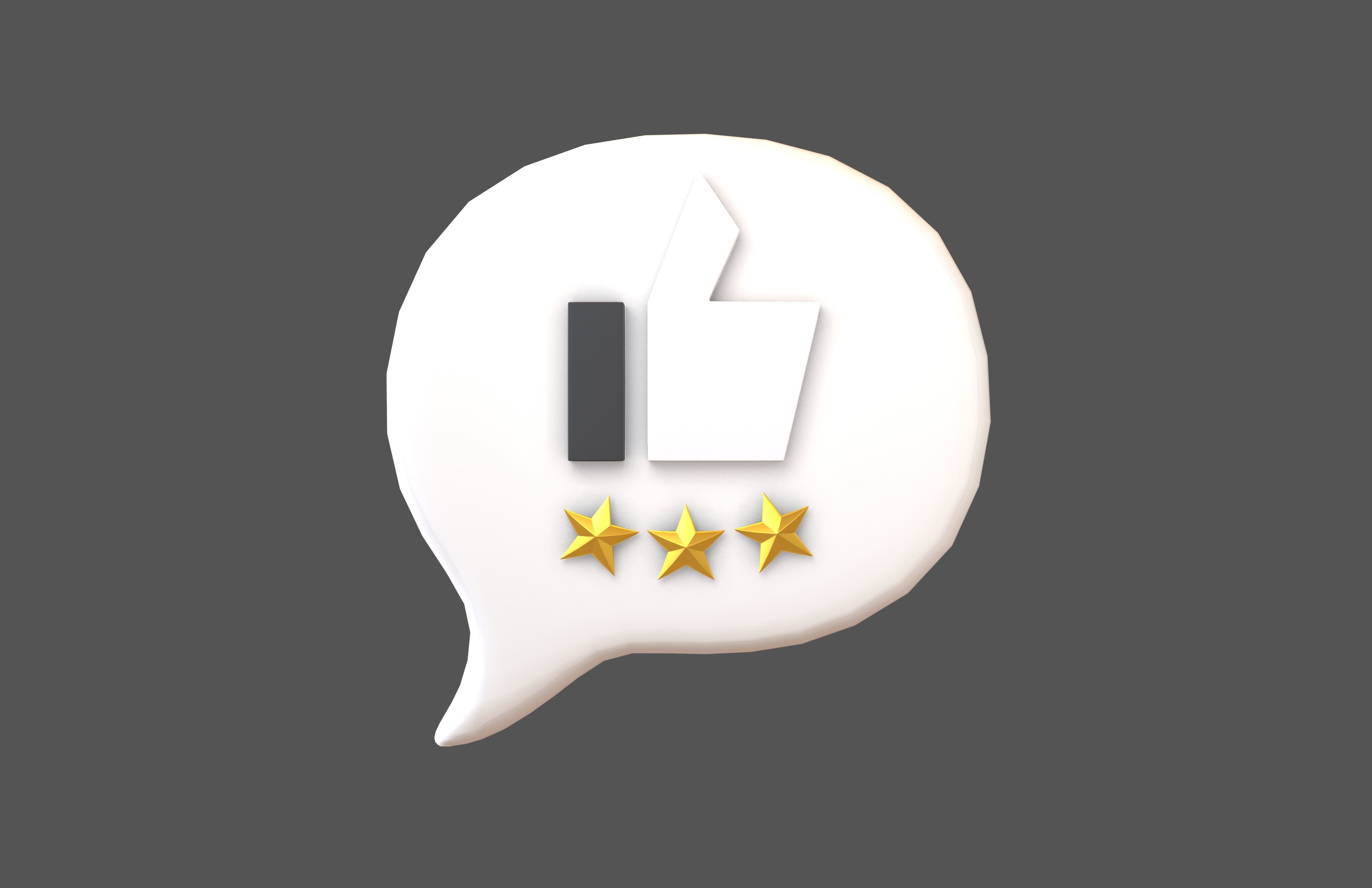 Rating Three Star Bubble Icon V2 006 Low-poly 3D model_2