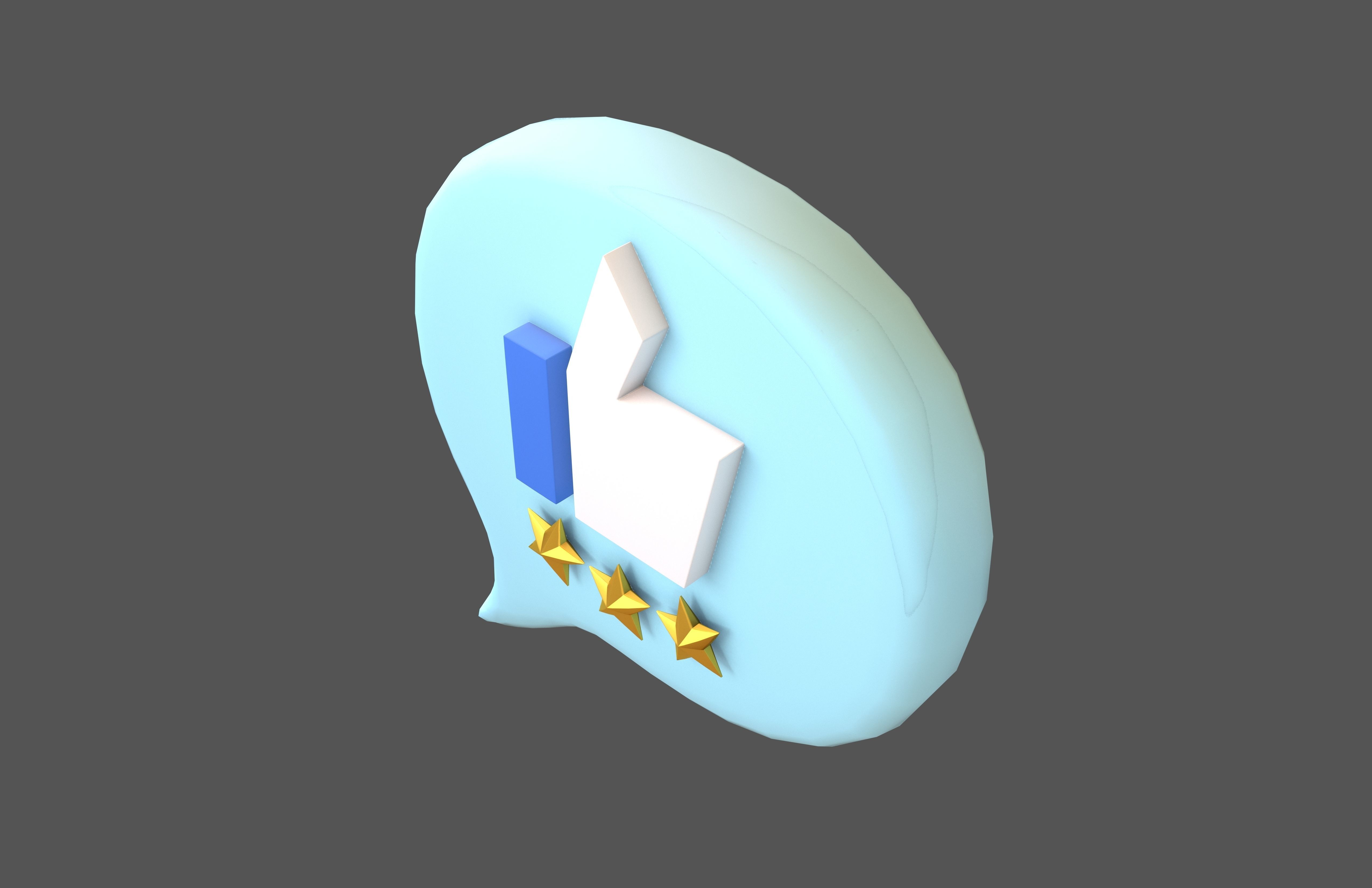 Rating Three Star Bubble Icon V2 007 Low-poly 3D model_2