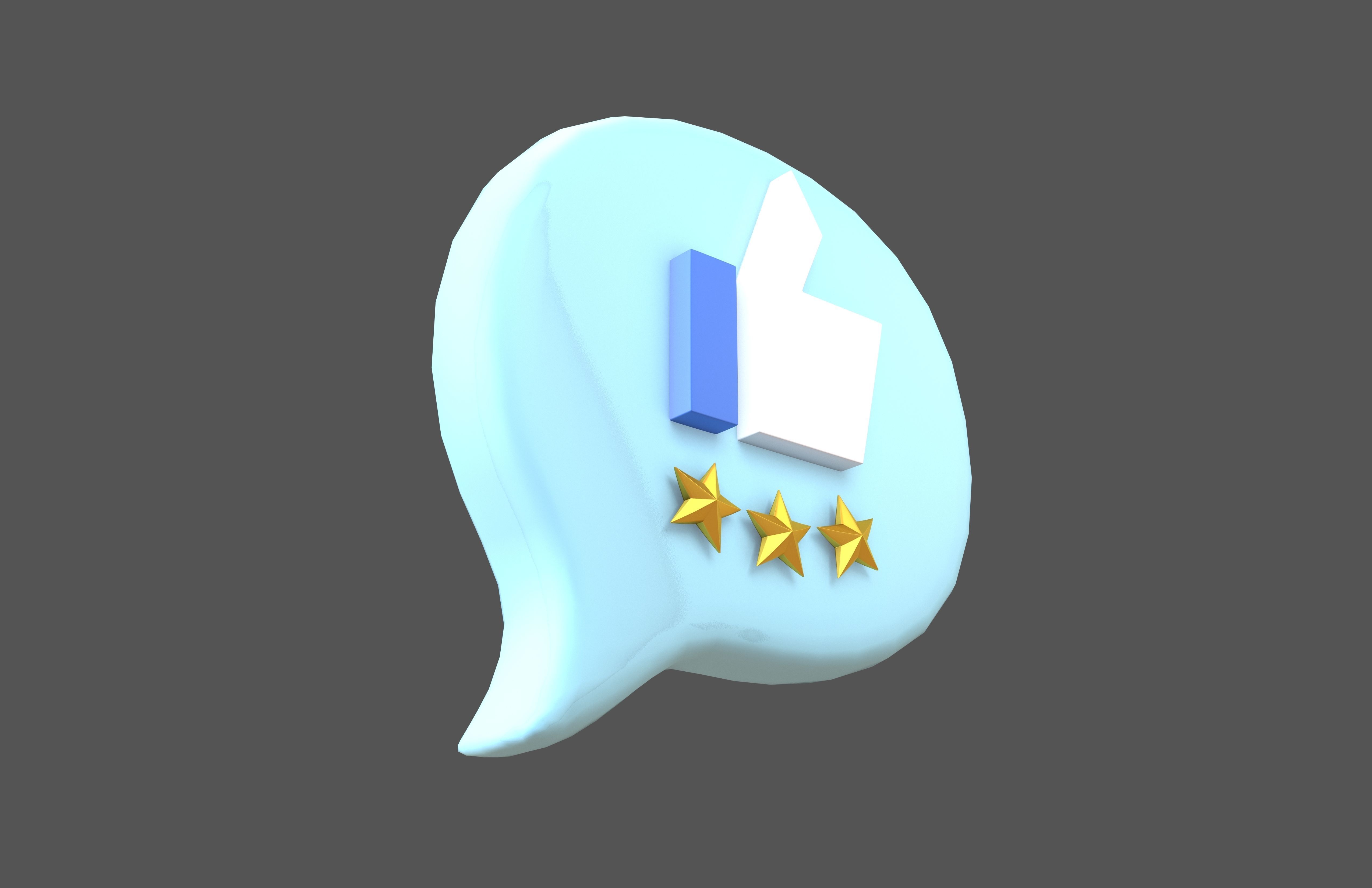 Rating Three Star Bubble Icon V2 007 Low-poly 3D model_3