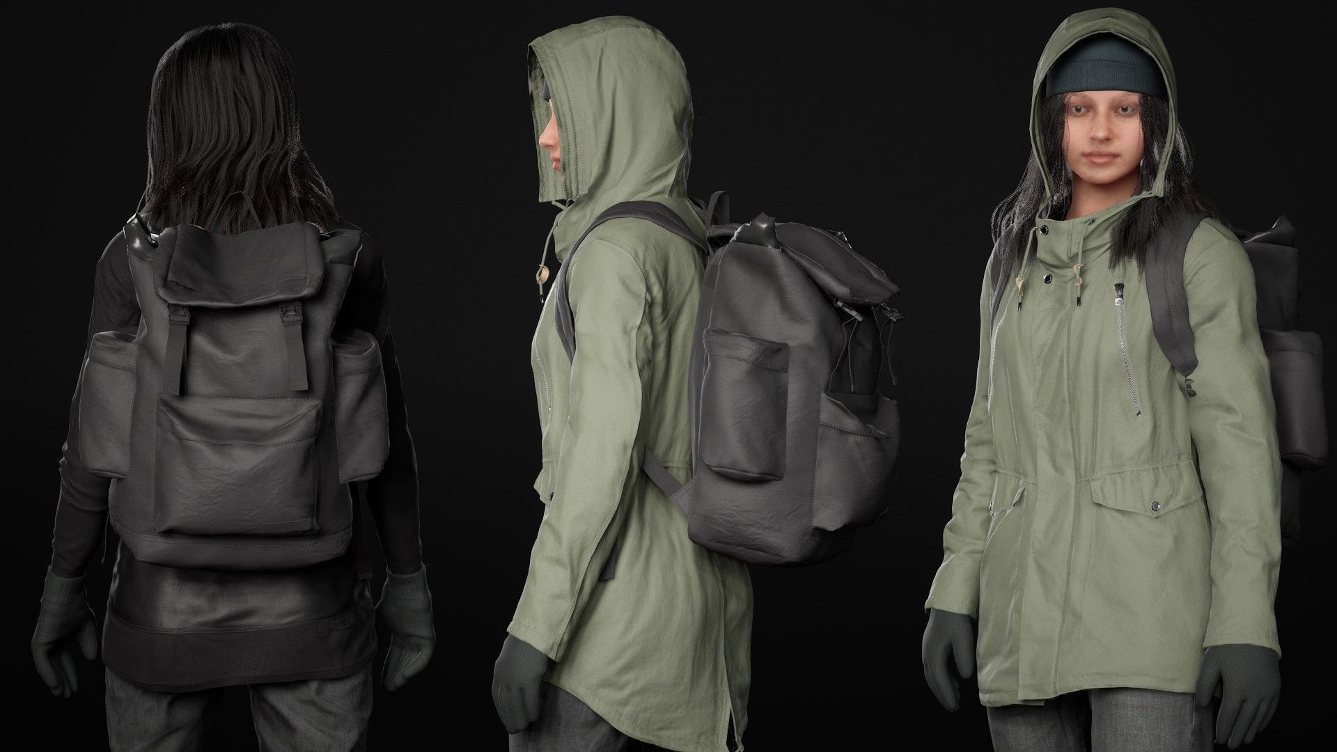 Mens and Womens Winter Outfit 2 3D Model Collection_41