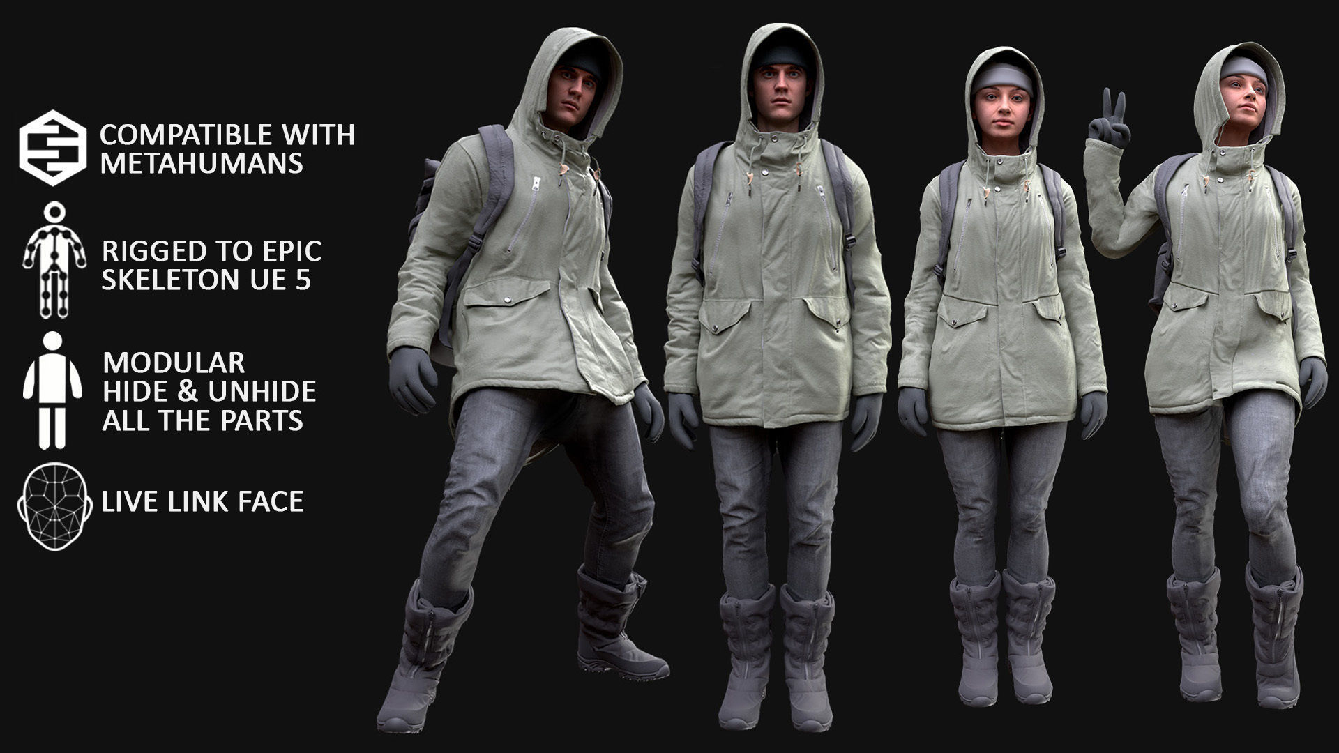 Mens and Womens Winter Outfit 2 3D Model Collection_6