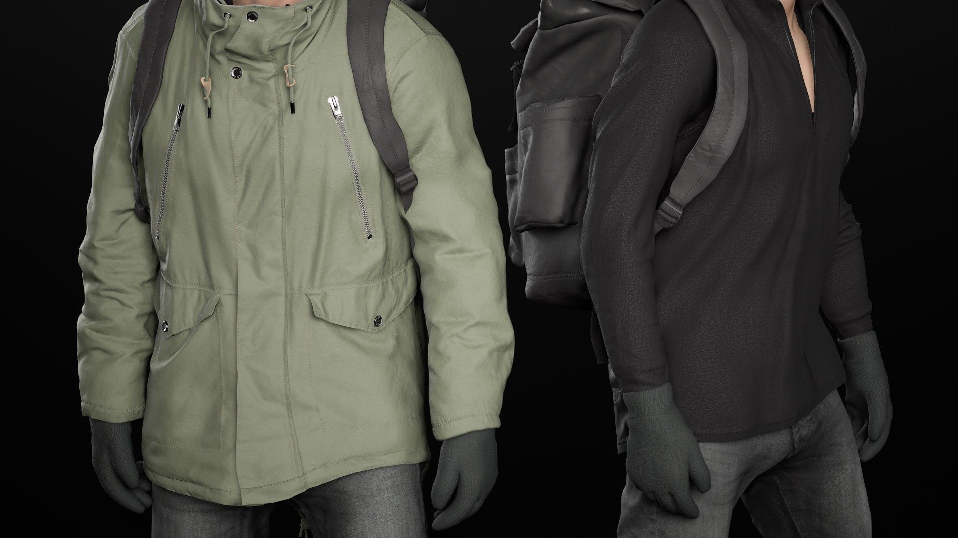 Mens and Womens Winter Outfit 2 3D Model Collection_25