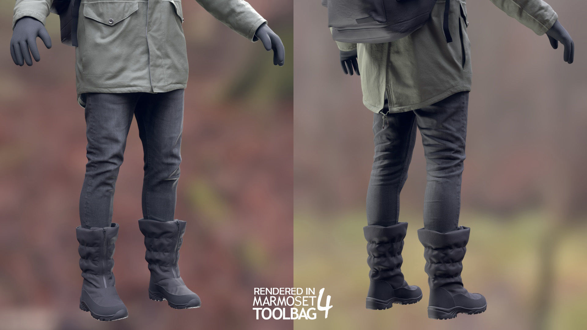 Mens and Womens Winter Outfit 2 3D Model Collection_18