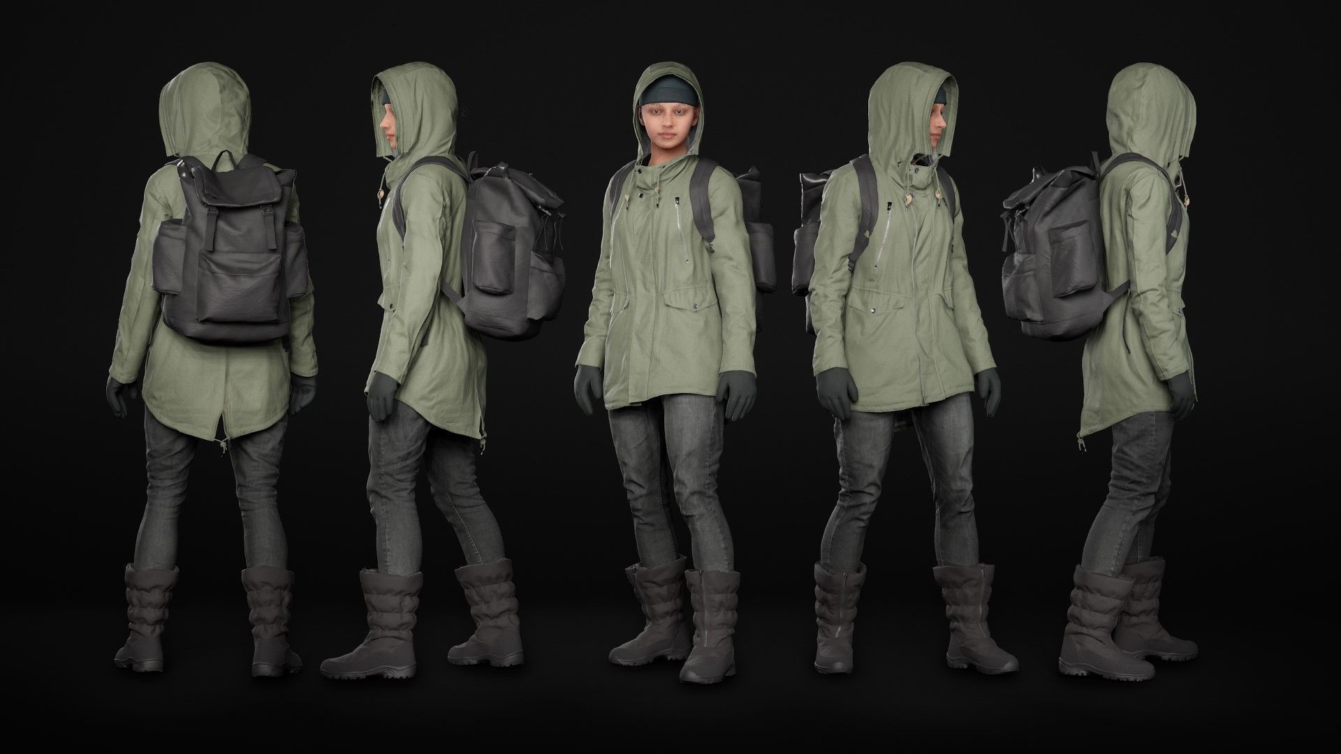 Mens and Womens Winter Outfit 2 3D Model Collection_45