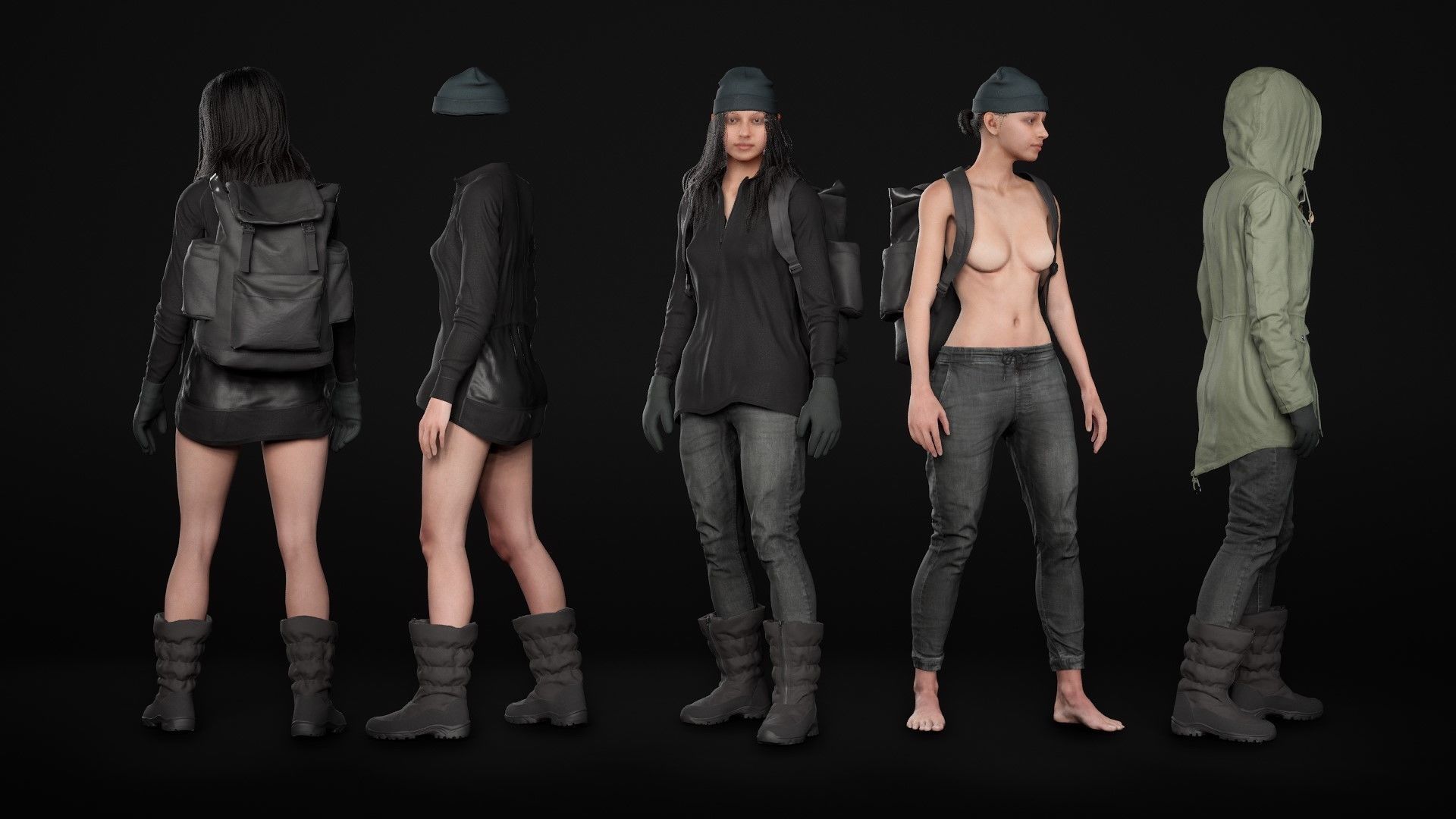Mens and Womens Winter Outfit 2 3D Model Collection_46