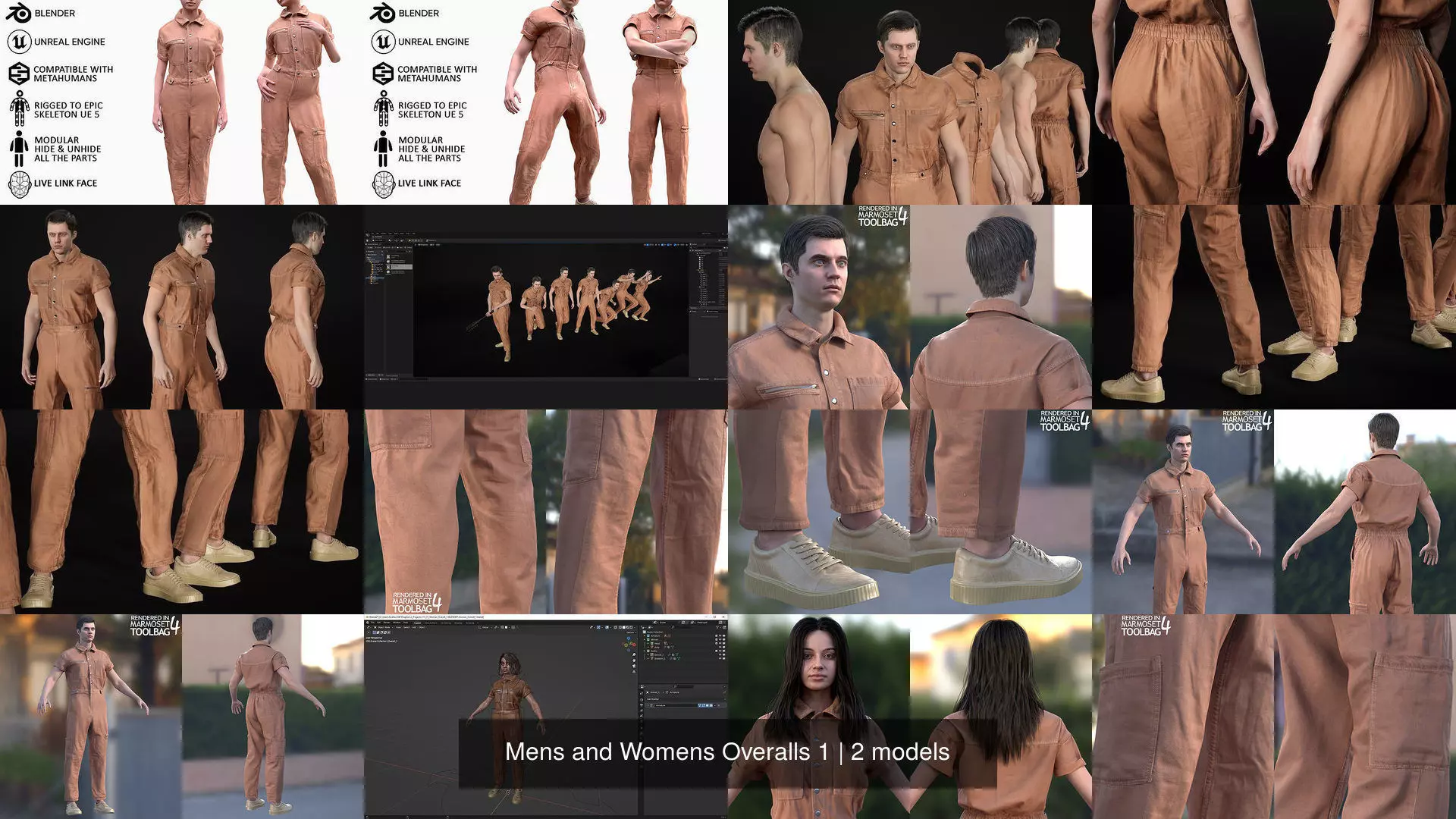 Mens and Womens Overalls 1 3D Model Collection_5