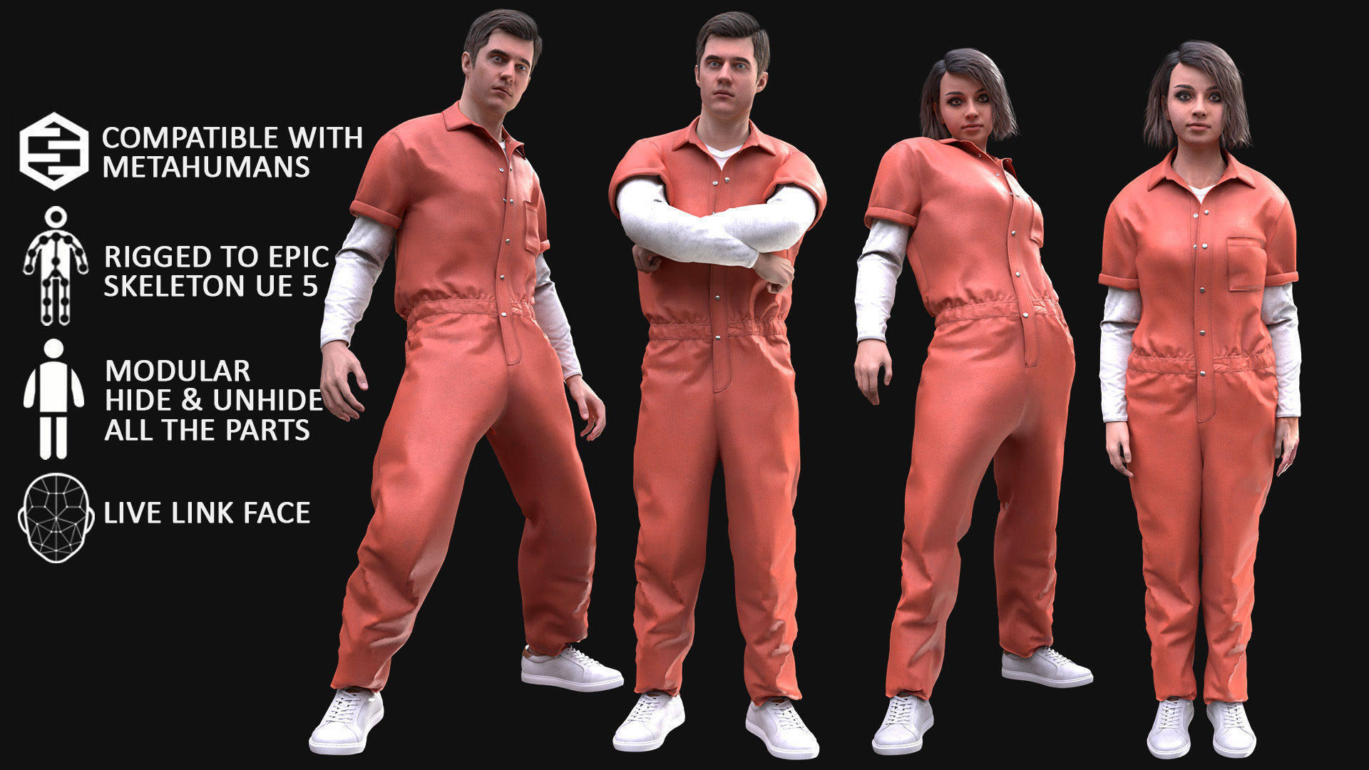 Mens and Womens Prison Uniform 1 3D Model Collection_5