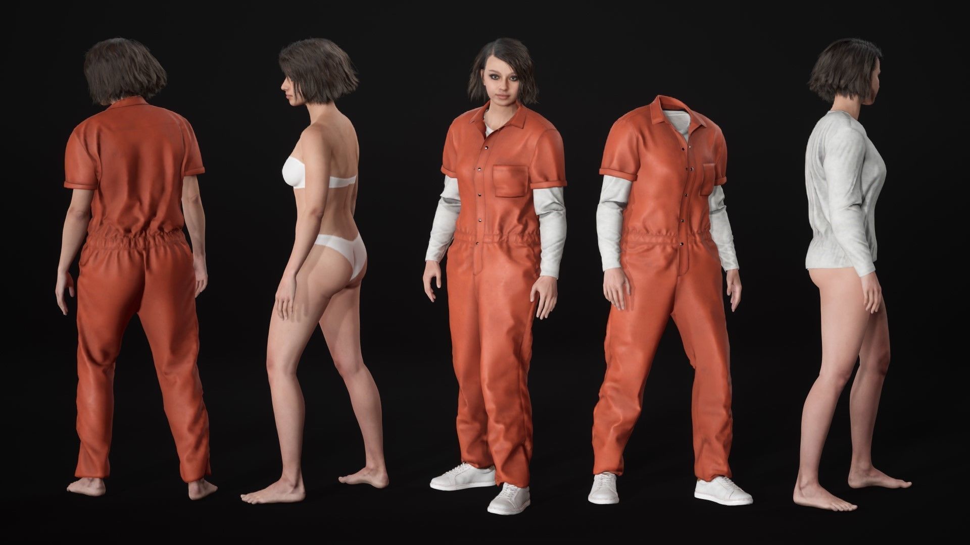 Mens and Womens Prison Uniform 1 3D Model Collection_21