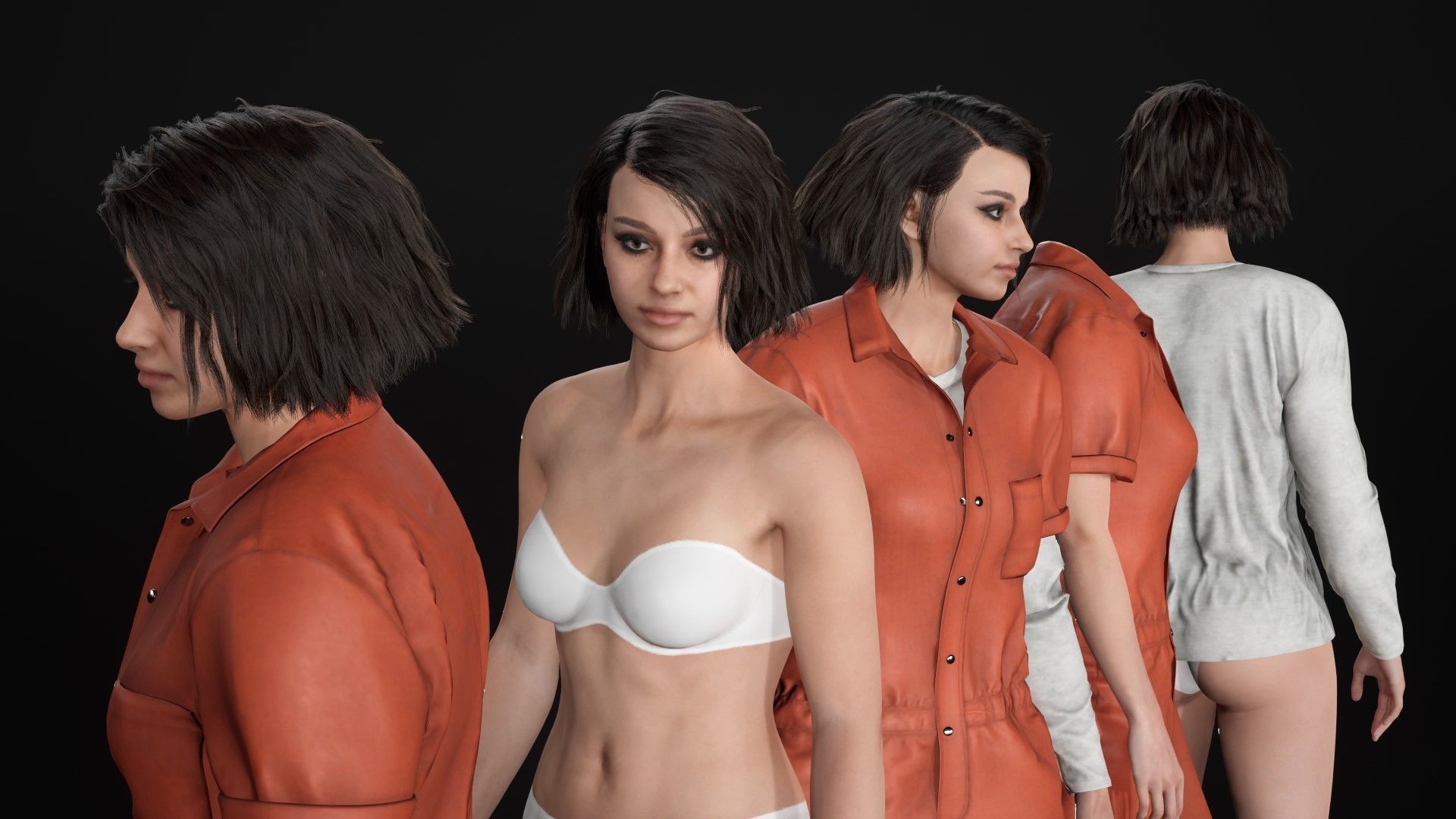 Mens and Womens Prison Uniform 1 3D Model Collection_34