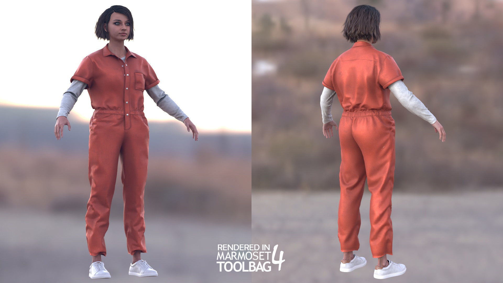 Mens and Womens Prison Uniform 1 3D Model Collection_7