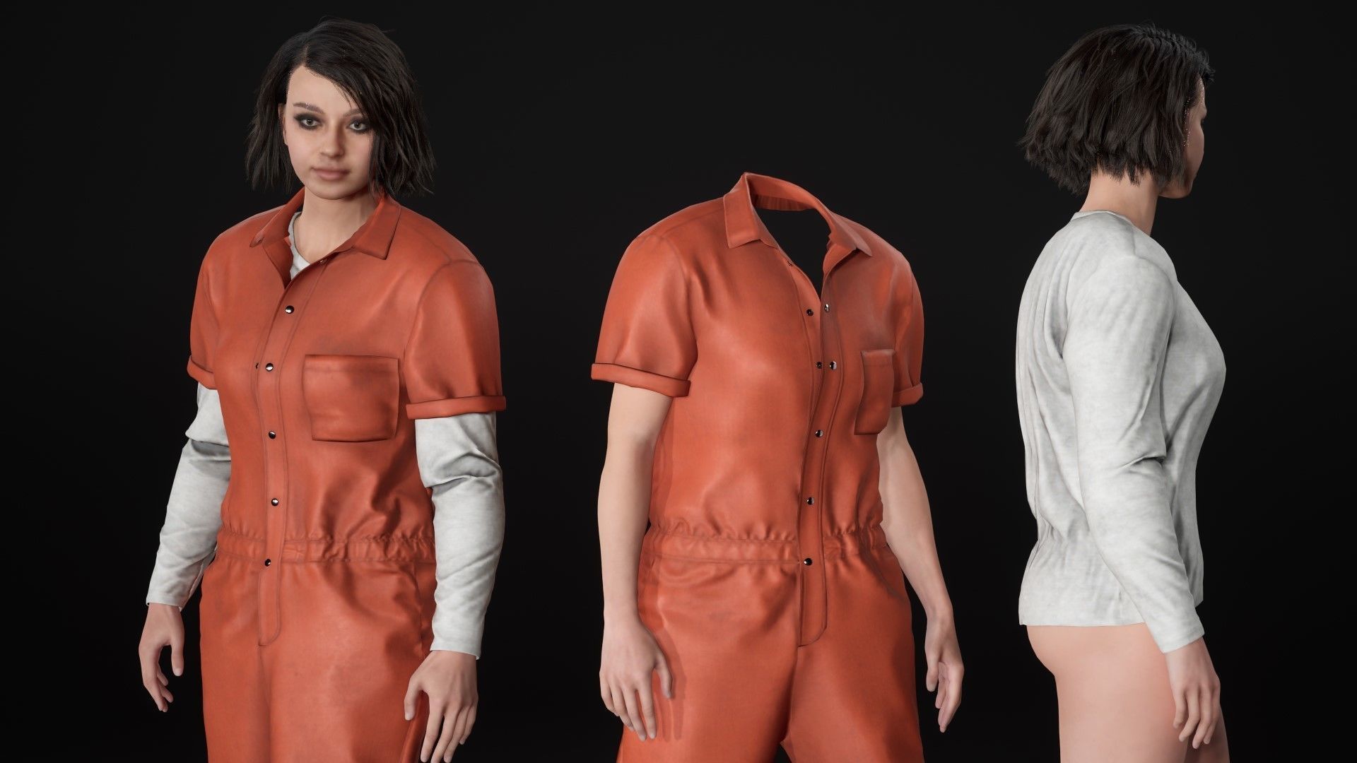 Mens and Womens Prison Uniform 1 3D Model Collection_38