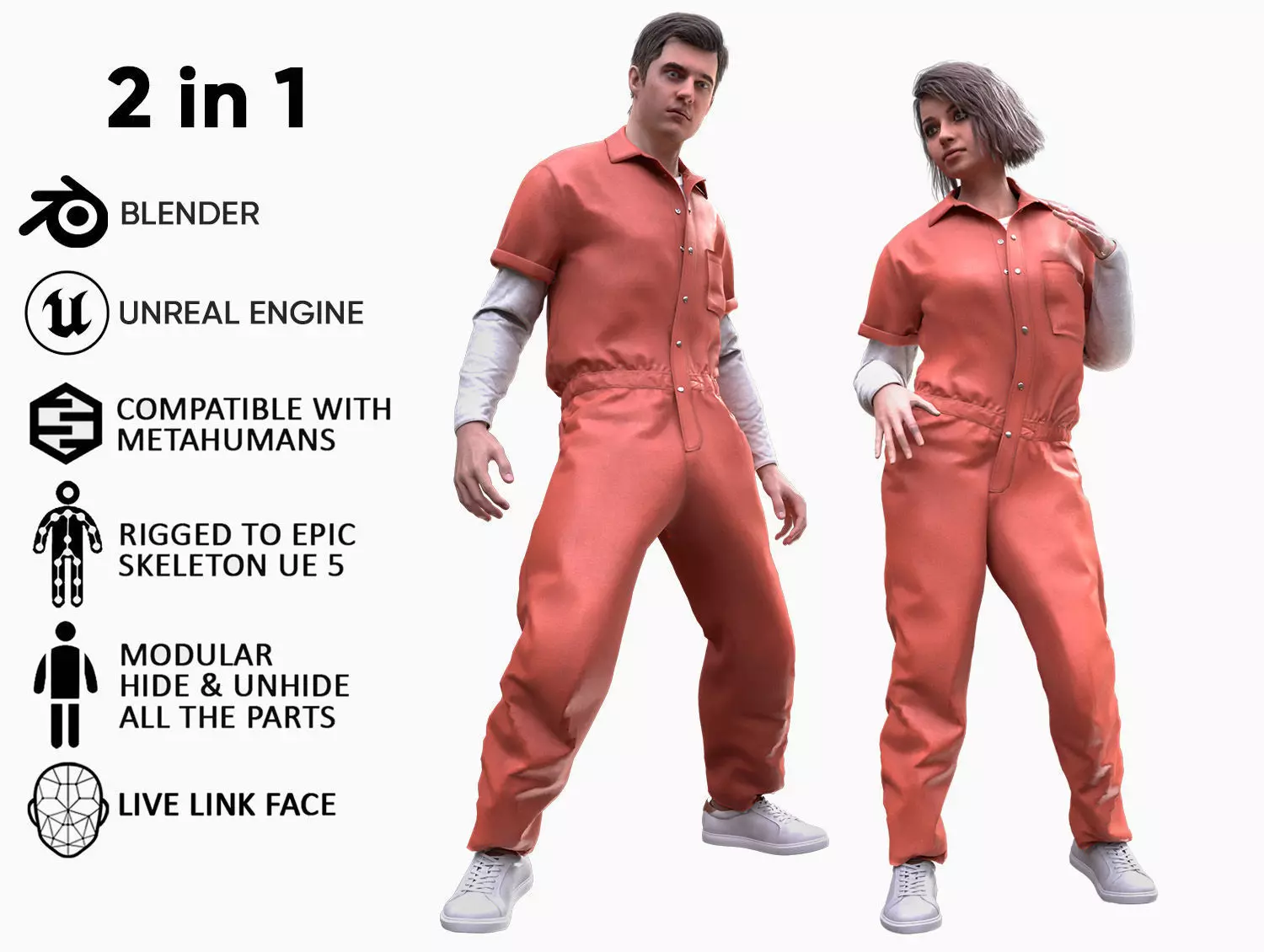Mens and Womens Prison Uniform 1 3D Model Collection_0