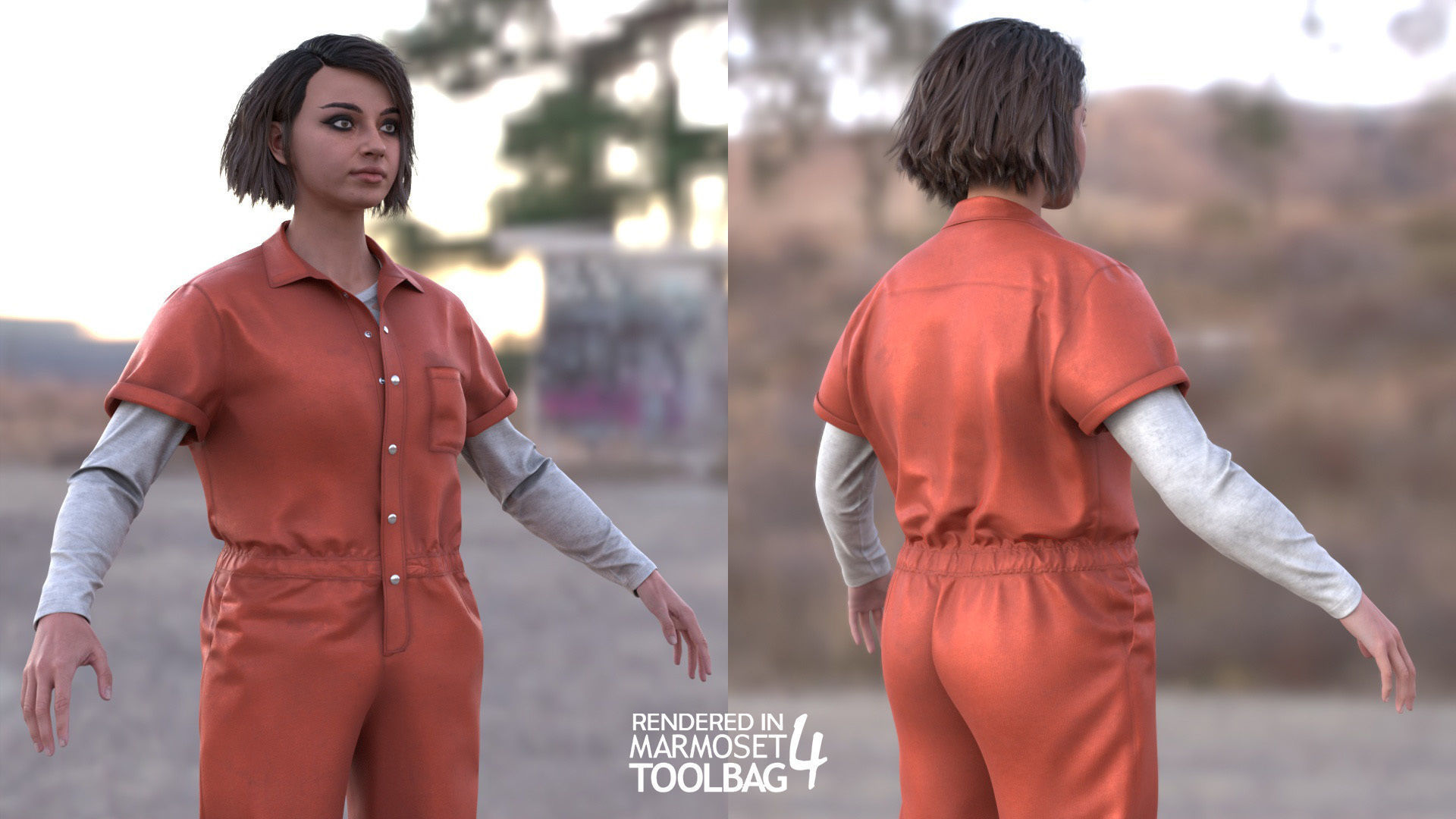 Mens and Womens Prison Uniform 1 3D Model Collection_9