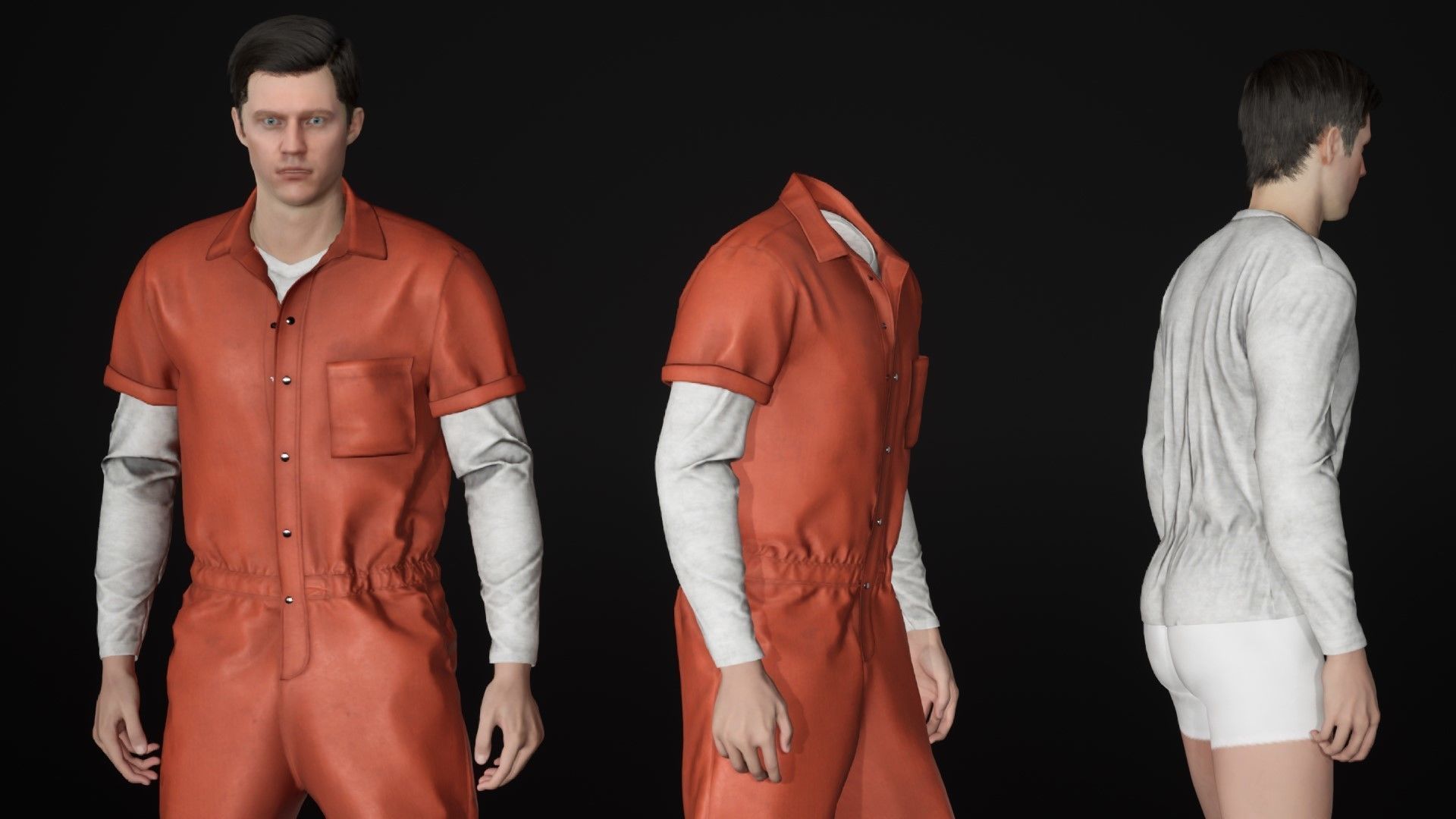 Mens and Womens Prison Uniform 1 3D Model Collection_25