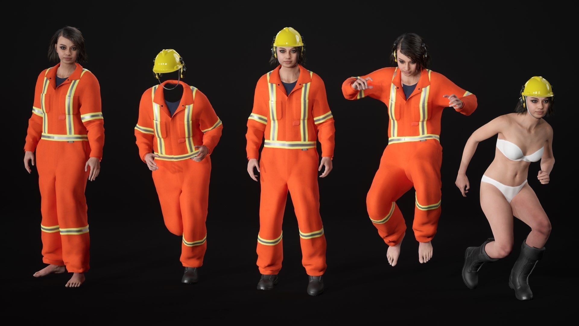 Mens and Womens Prison Uniform 1 3D Model Collection_35