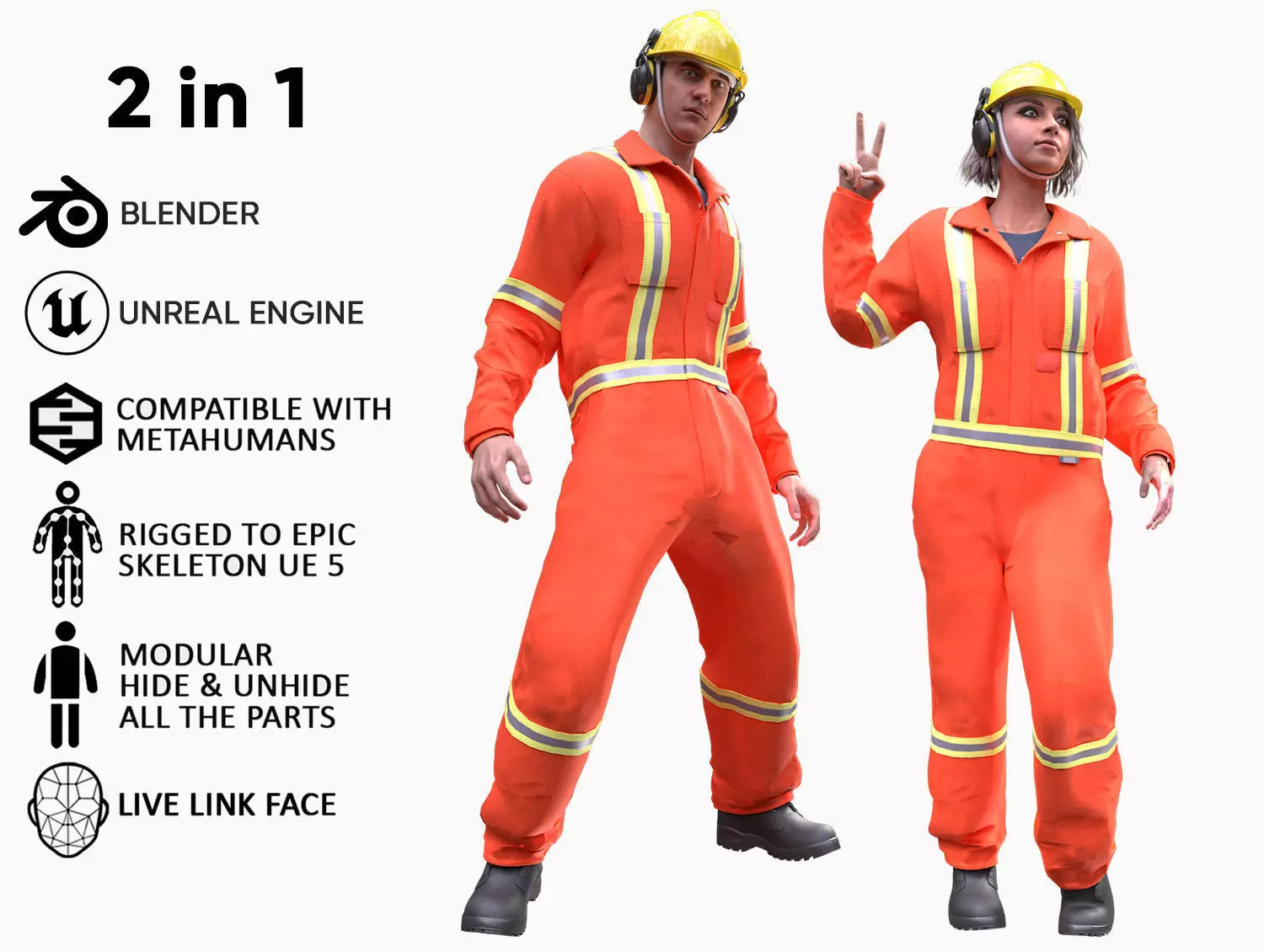 Mens and Womens Prison Uniform 1 3D Model Collection_0